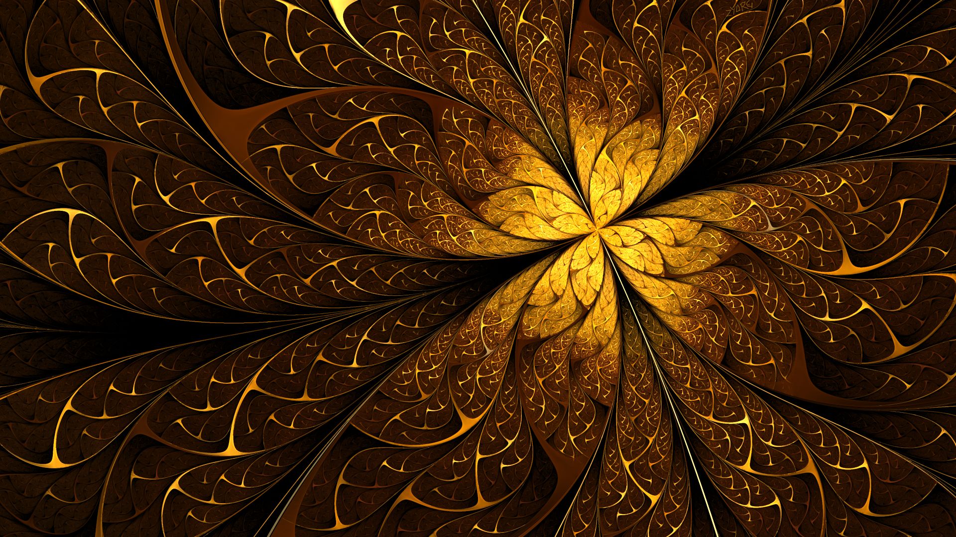 Lock Screen PC Wallpaper golden, abstract, fractal