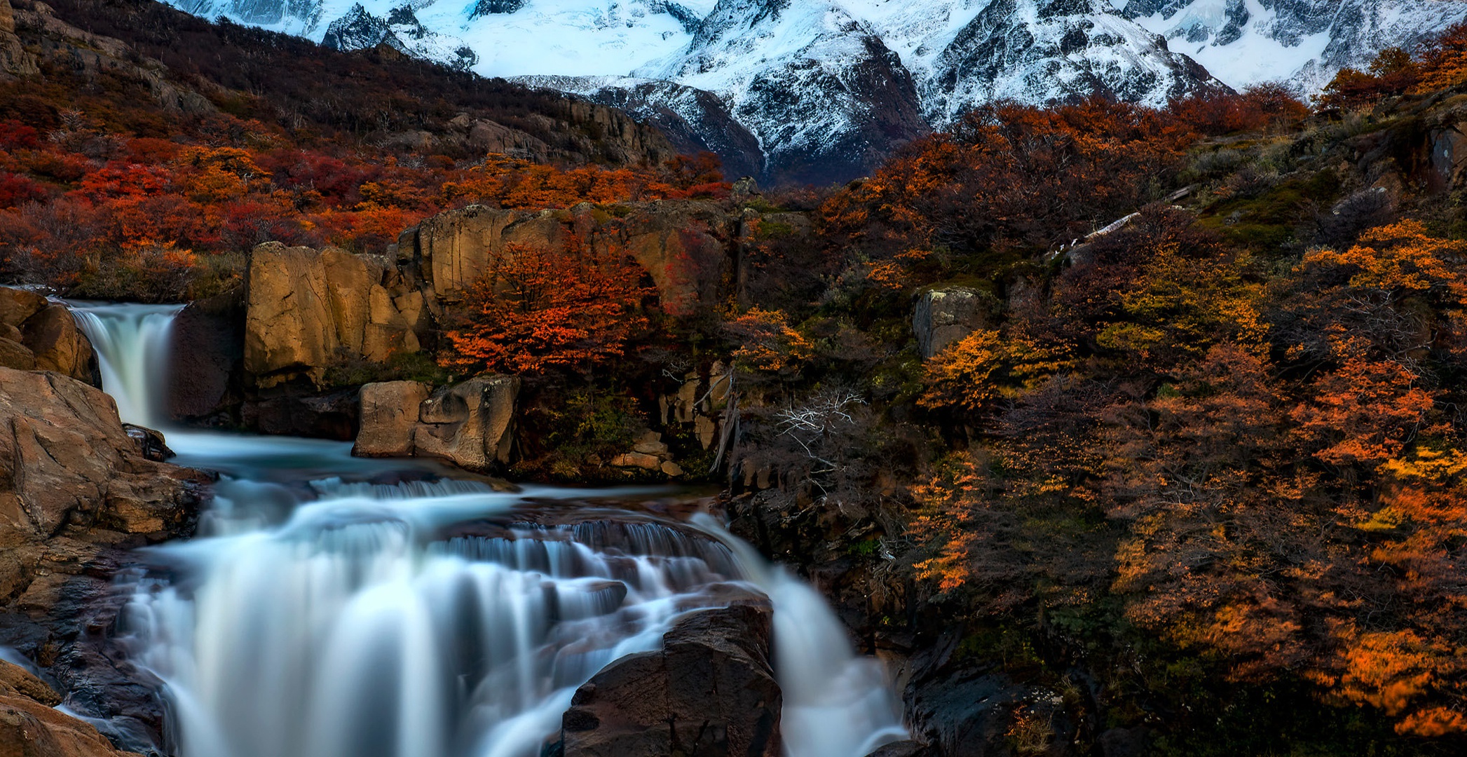 android earth, waterfall, argentina, fall, mountain, patagonia, river, stream, vegetation, waterfalls