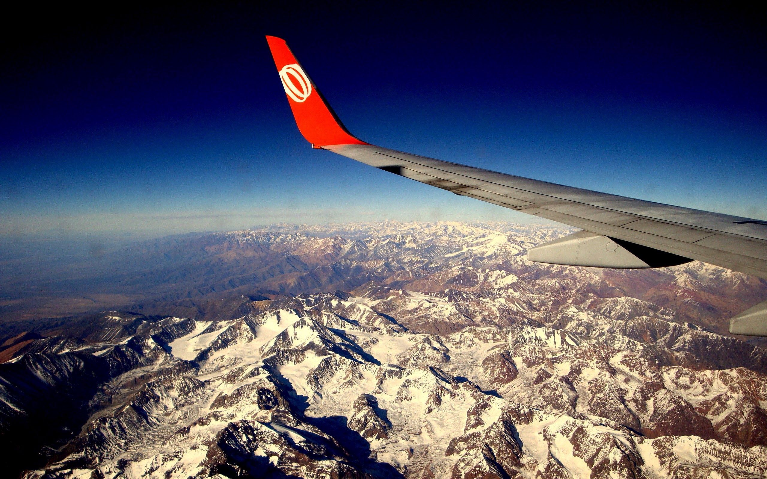 Full HD mountains, nature, red, flight, height, wing, plane, airplane, ridge, spine