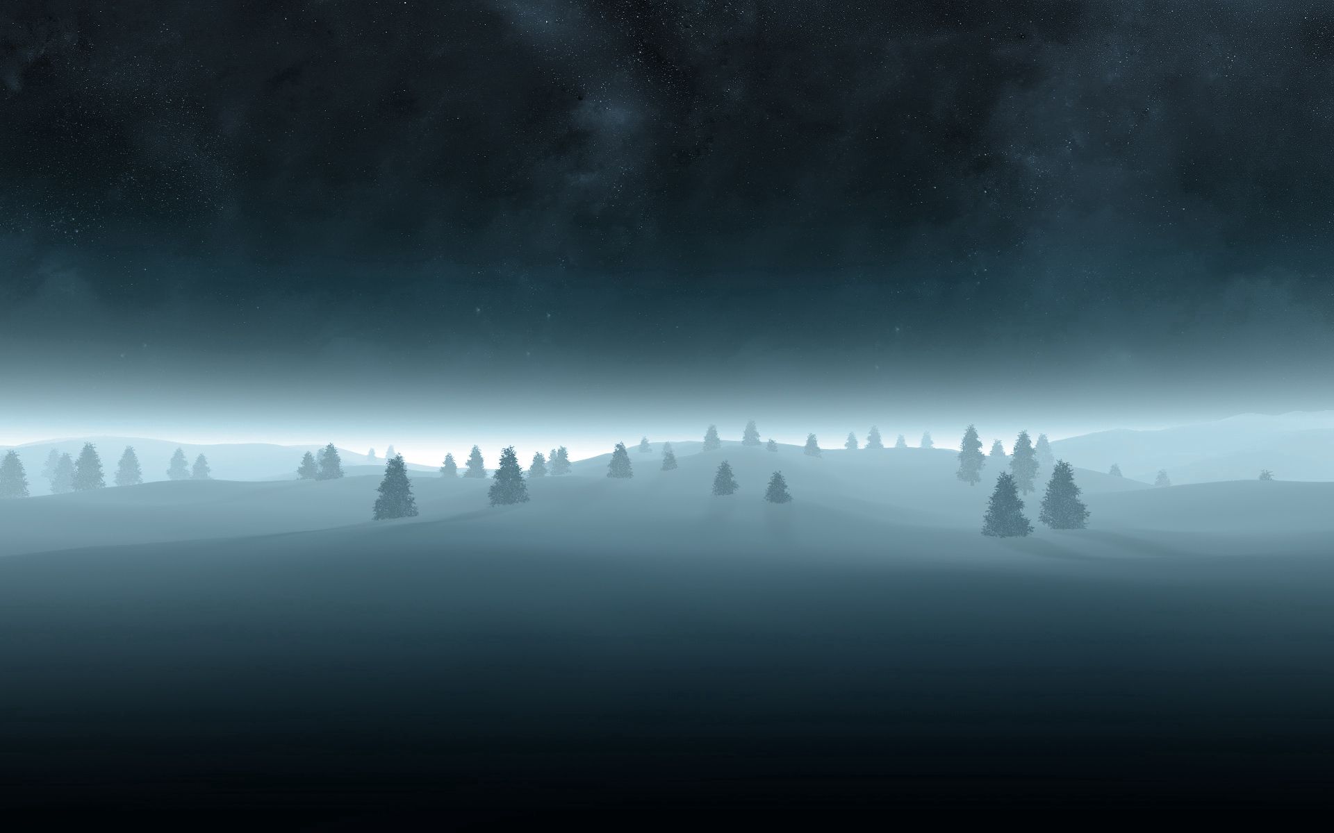 103904 Hintergrundbild herunterladen düster, natur, bäume, schnee, nebel, umrisse, umreißt, dunkelheit, düsteren, aß, aßen - Bildschirmschoner und Bilder kostenlos