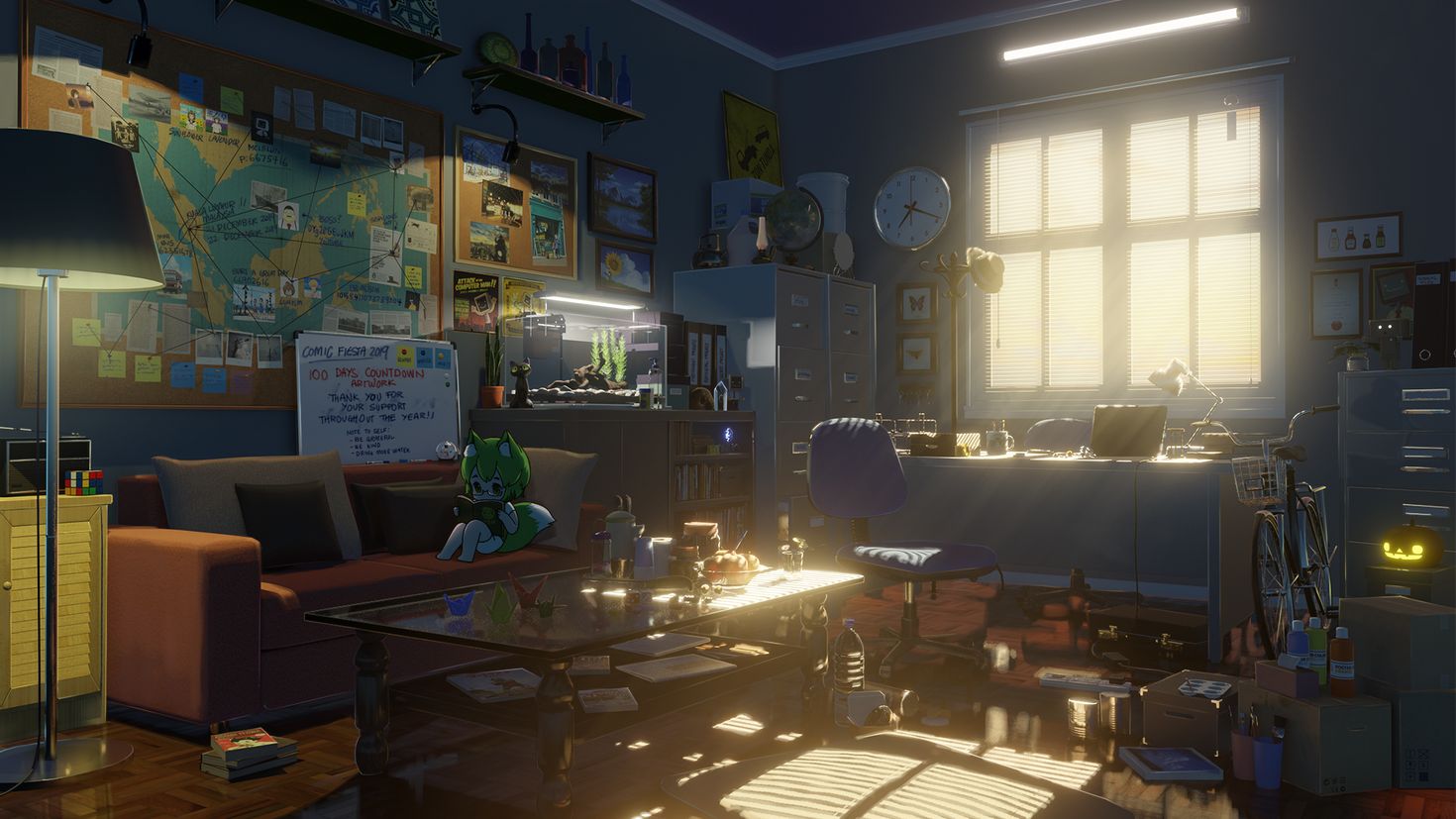 Detective room 3d. Blender 3d комната. Комната на рабочий стол. Интерьер комнаты блендер. Комната в блендер 3д.