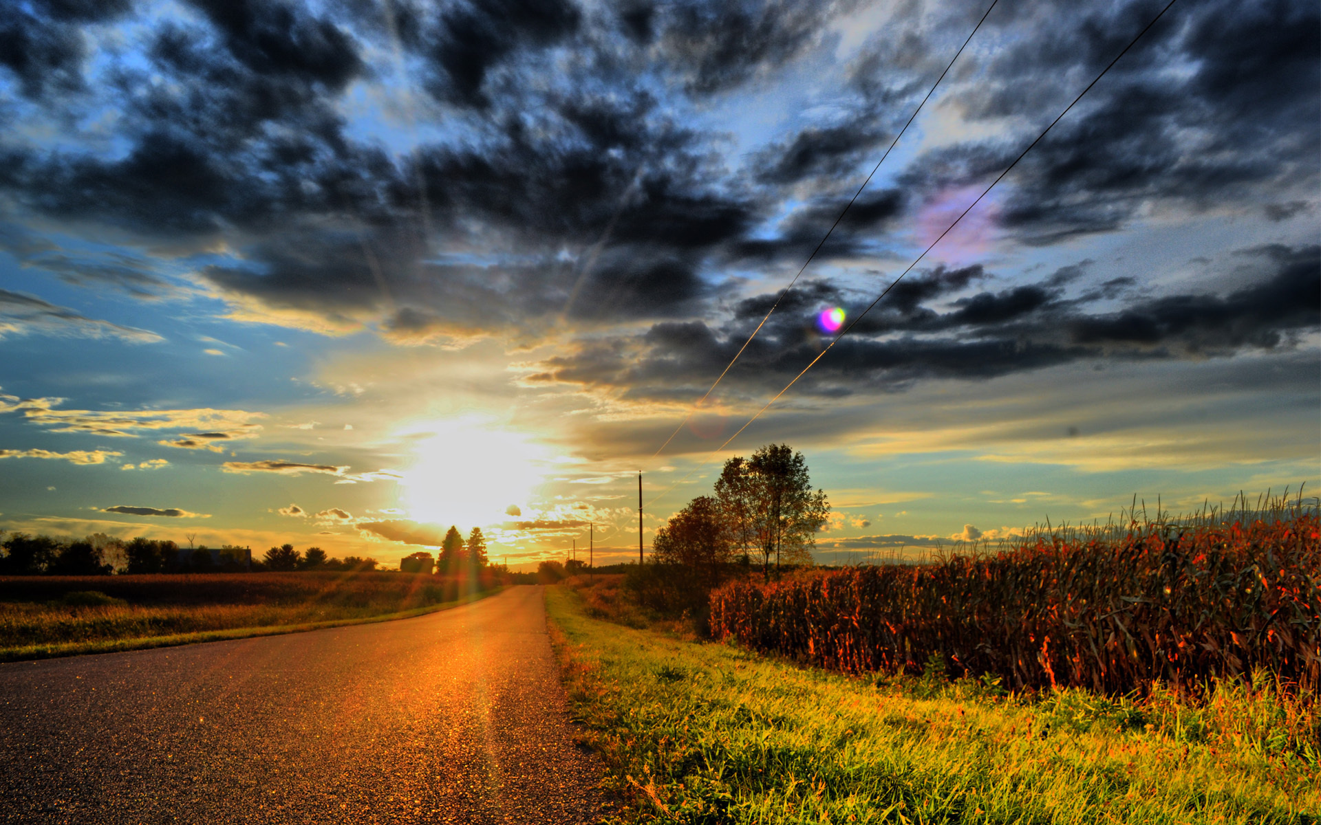 landscape, sunset, roads Image for desktop