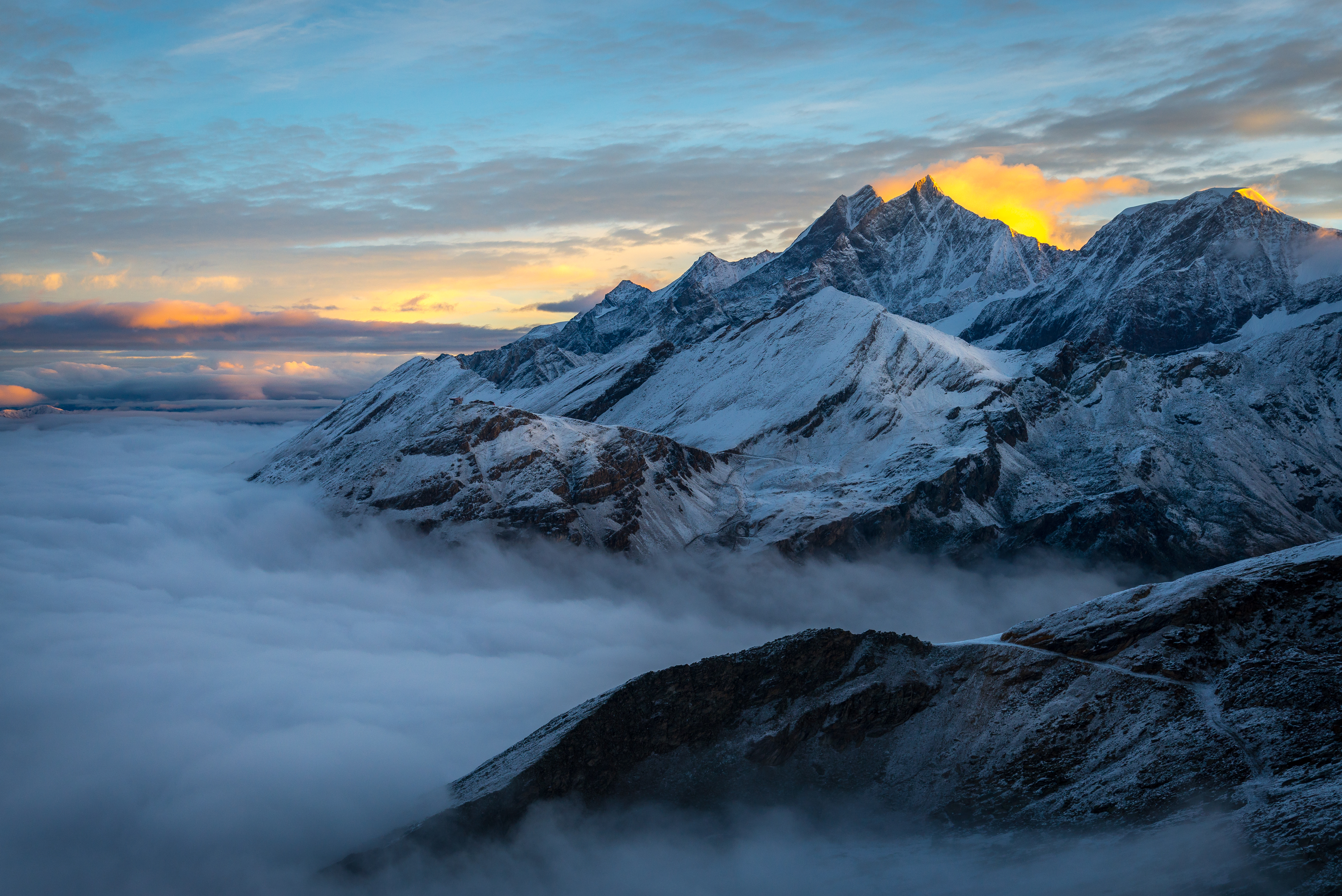 mountains, alps, alps mountain, landscape, earth, fog, sky, summit, switzerland iphone wallpaper