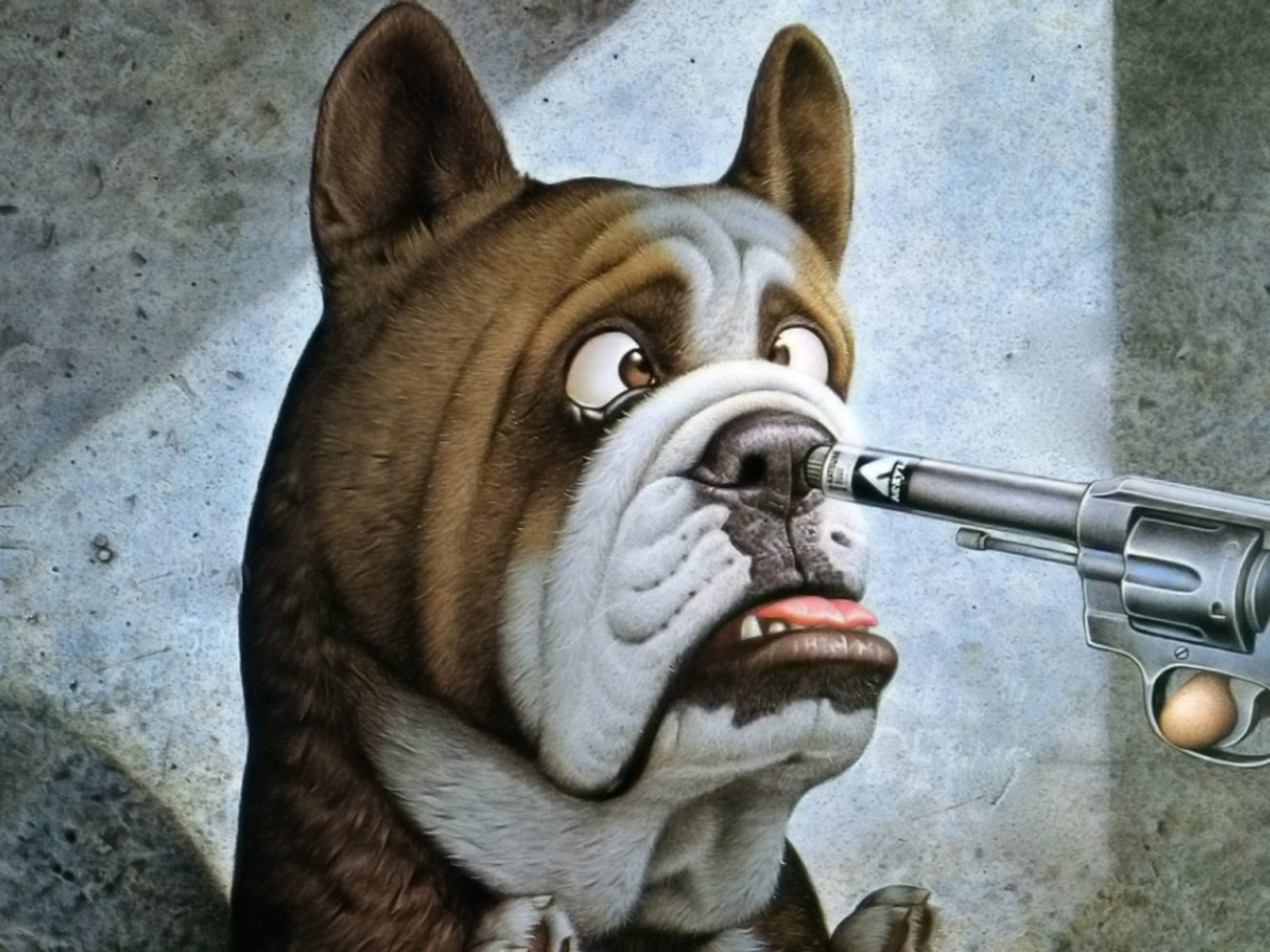Собака с сигаретой в зубах
