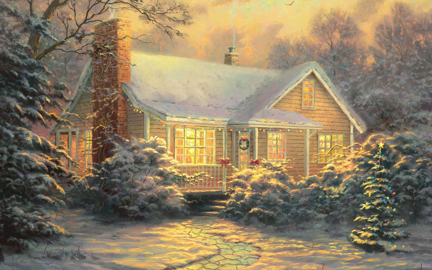christmas xmas, holidays, houses, pictures, yellow