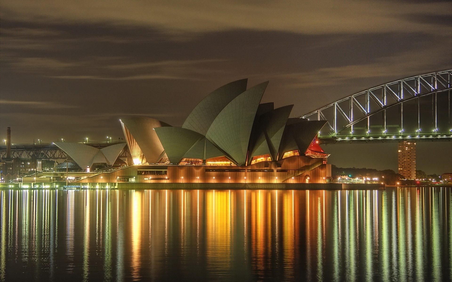 PCデスクトップに風景, 都市, 海, オレンジ, ナイト, アーキテクチャ, シドニー画像を無料でダウンロード