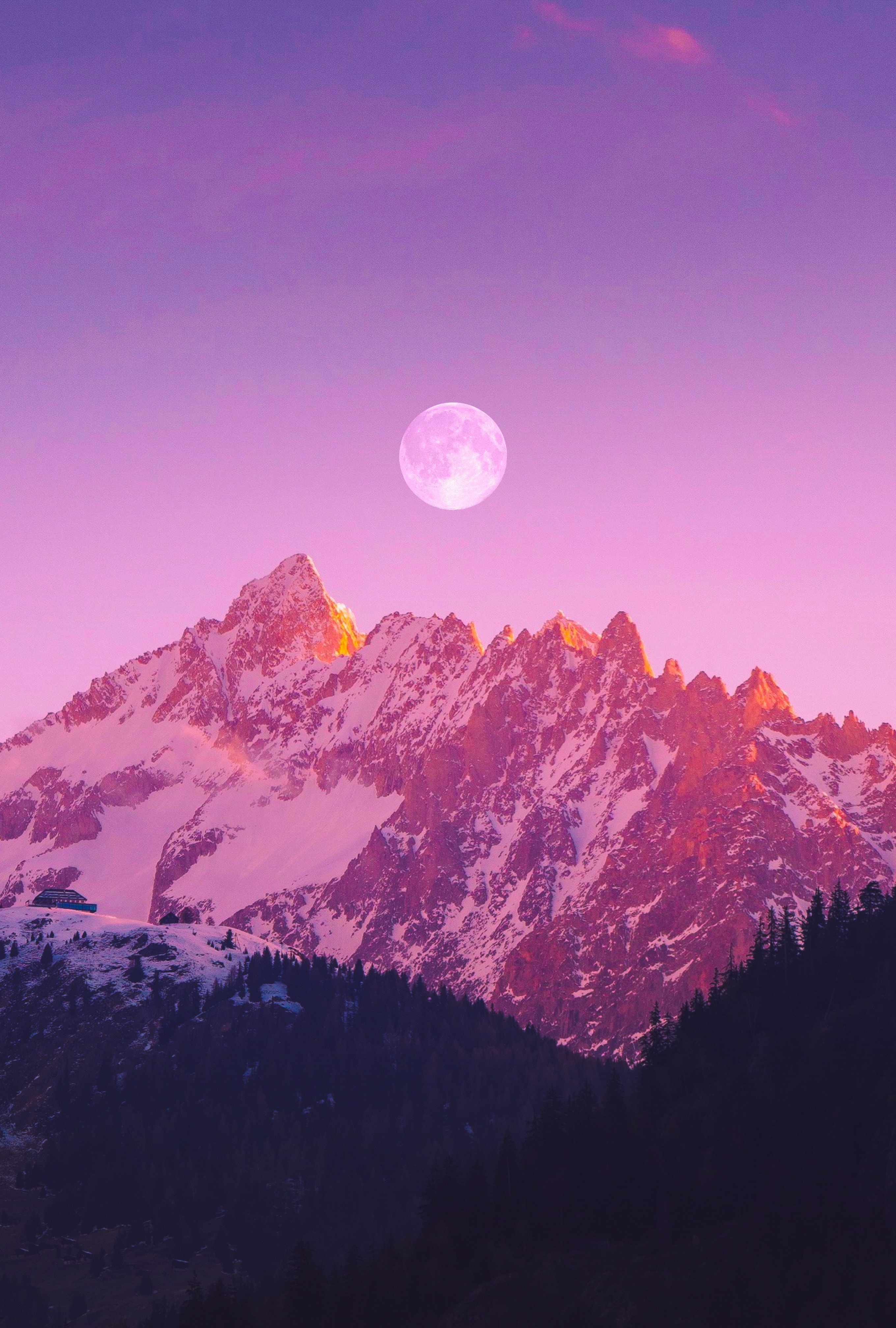 Laden Sie das Natur, Lila, Übernachtung, Mountains, Landschaft, Mond-Bild kostenlos auf Ihren PC-Desktop herunter