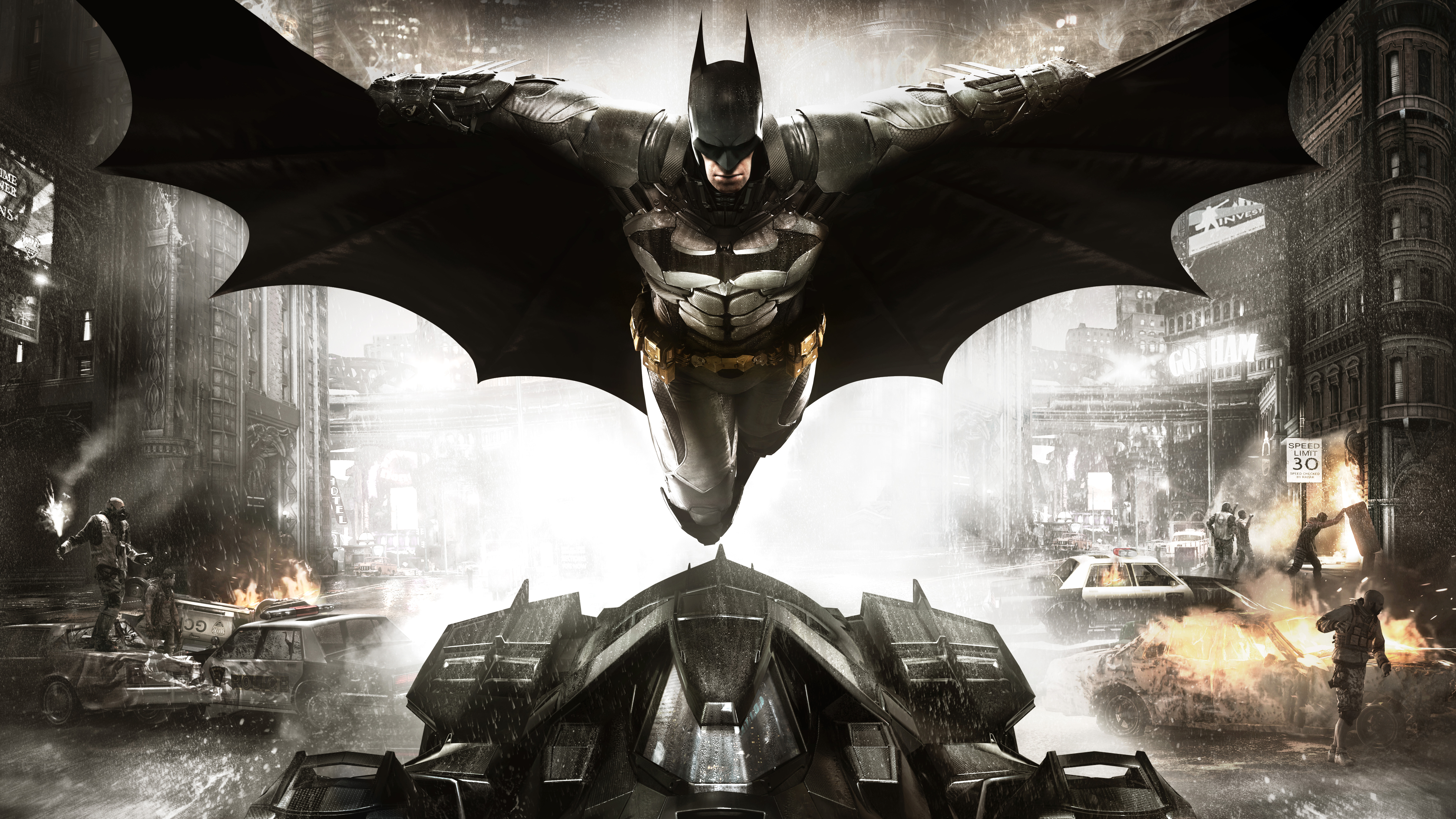 video game, batman: arkham knight, batman, batmobile, dc comics 4K