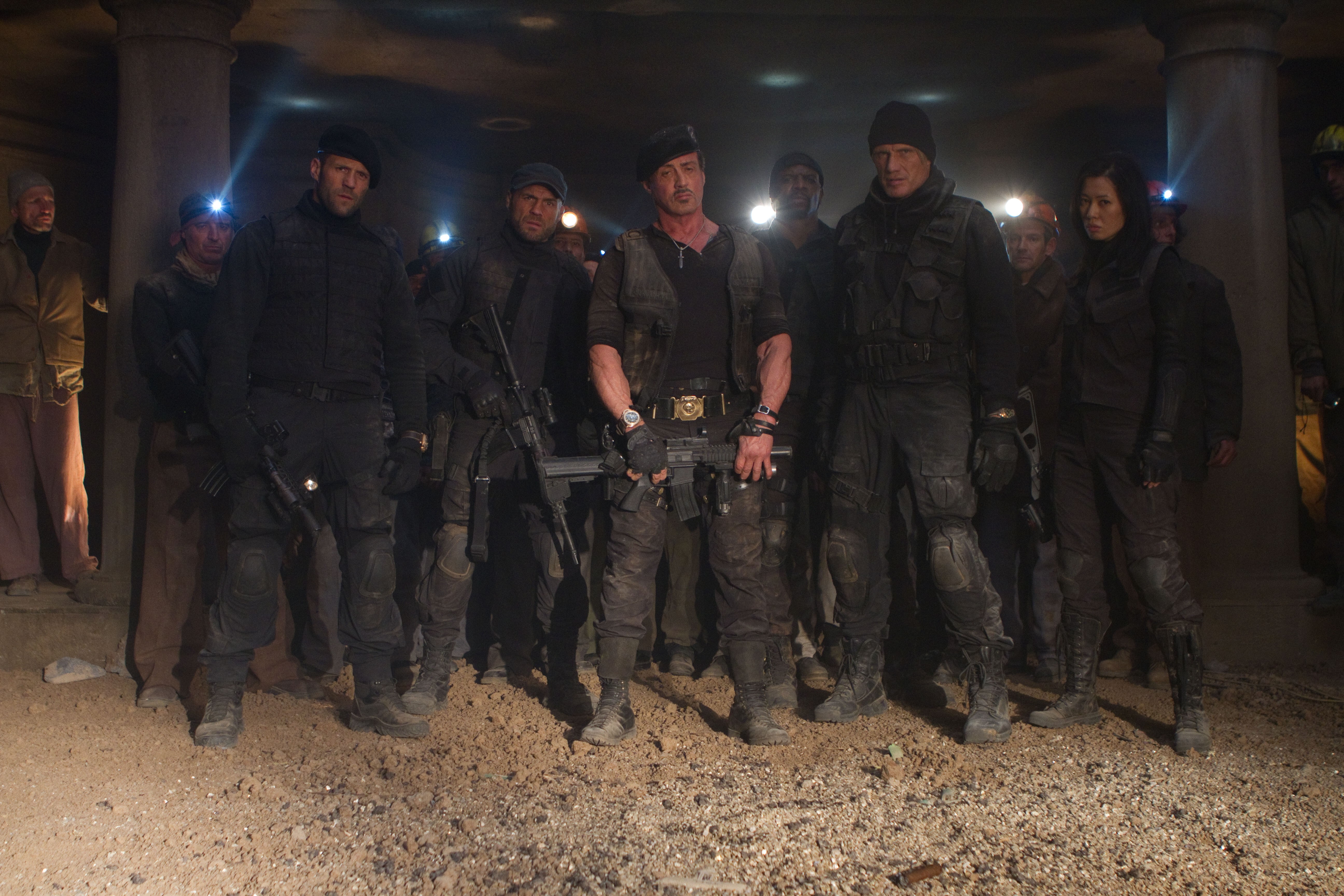 movie, the expendables 2, barney ross, dolph lundgren, gunnar jensen, hale caesar, jason statham, lee christmas, maggie (the expendables), nan yu, randy couture, sylvester stallone, terry crews, toll road, the expendables UHD