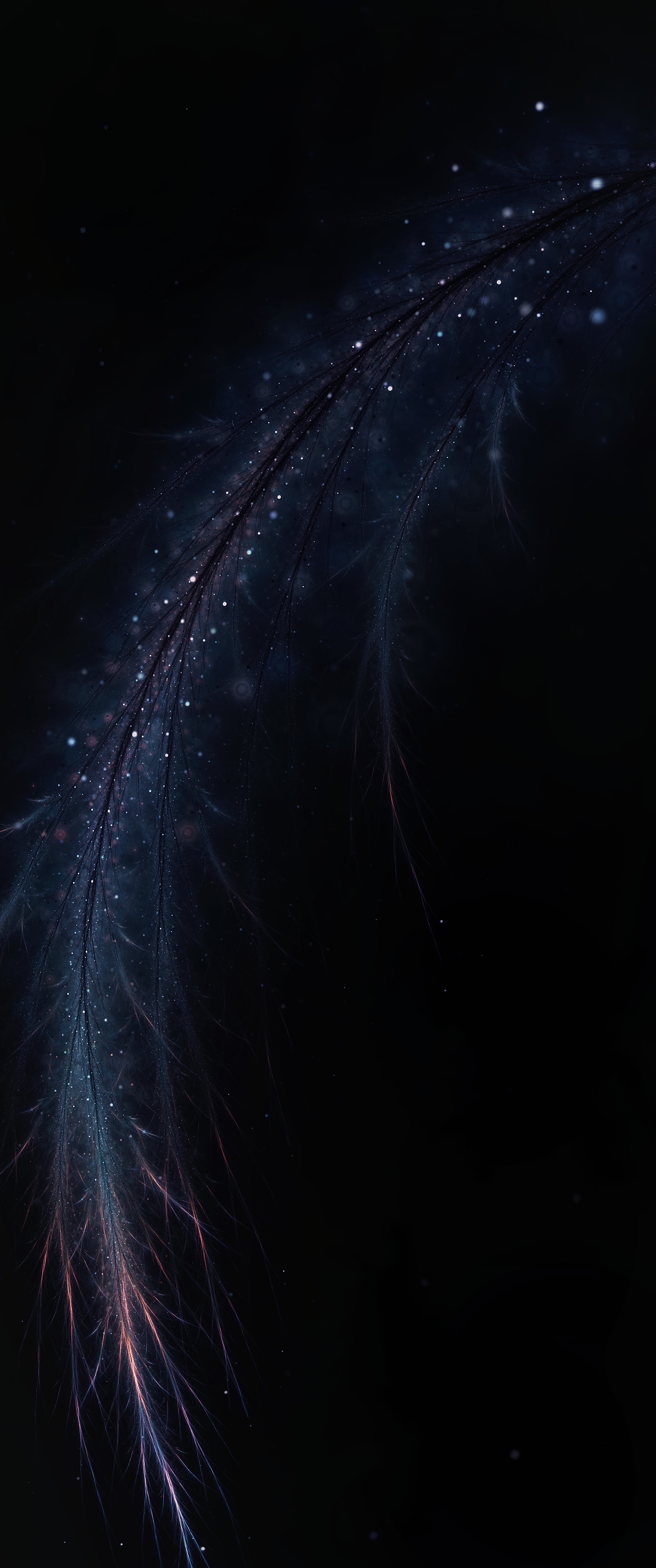 dark, abstract, feather, fractal, shine, brilliance, branch, pen Smartphone Background
