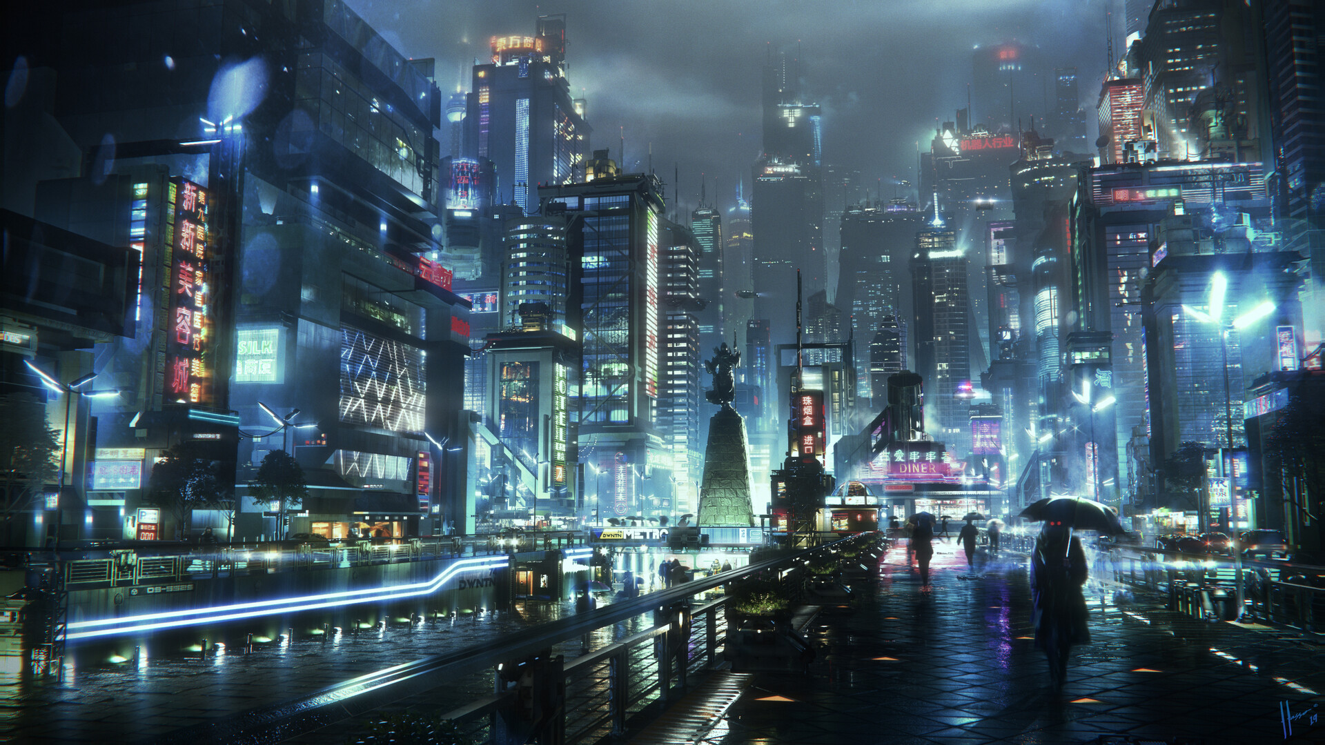 Пейзаж Найт Сити Cyberpunk 2077