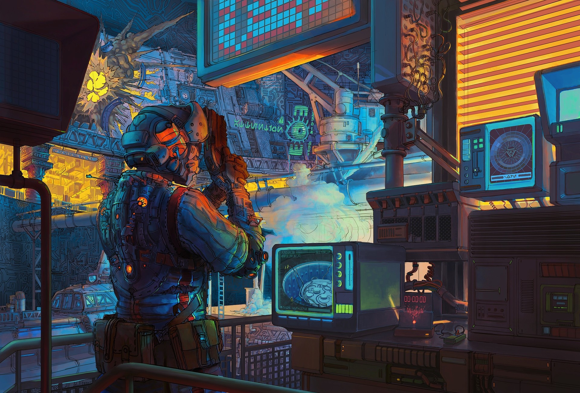 cyberpunk, futuristic, sci fi, warrior, weapon HD wallpaper