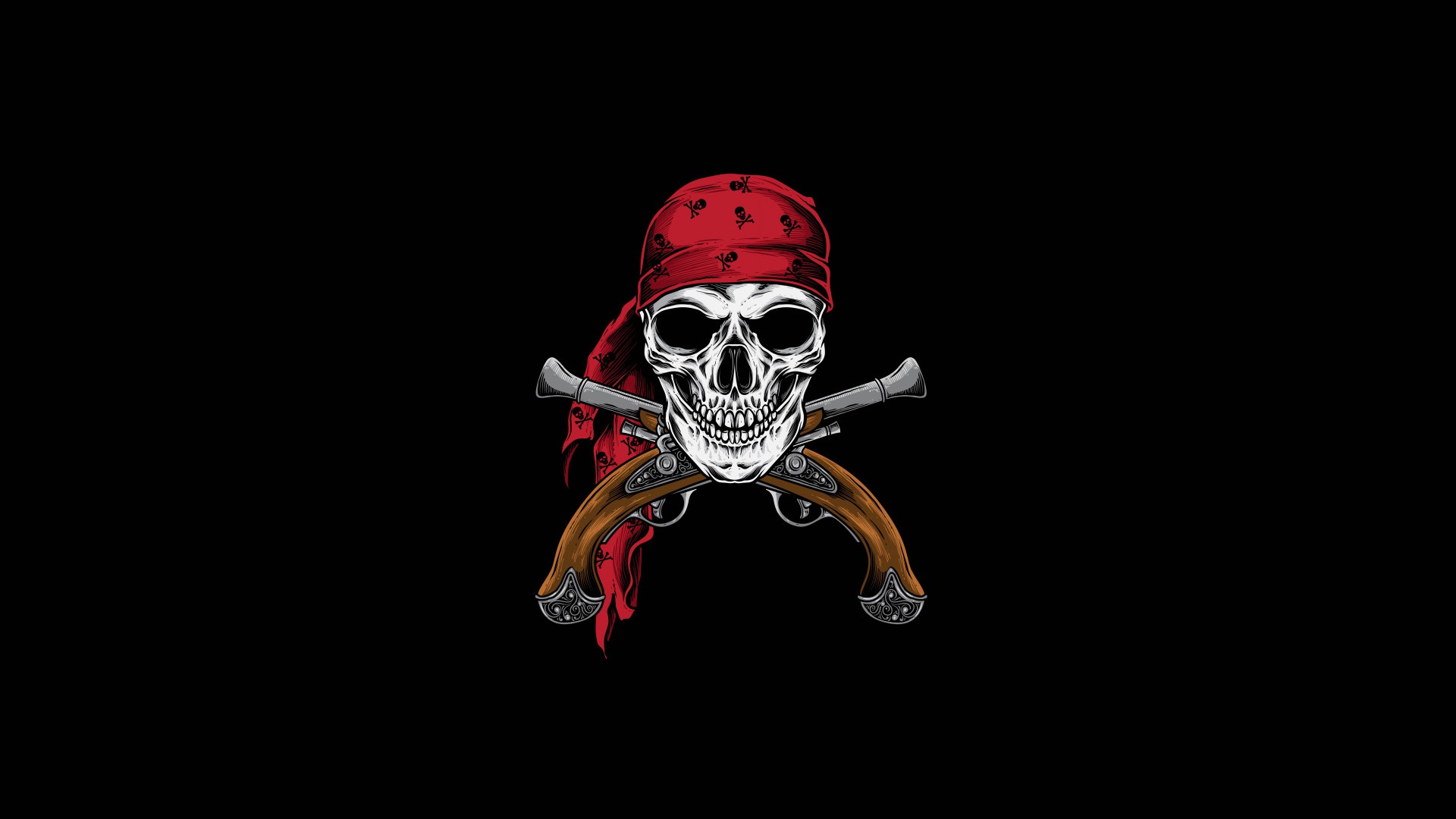 skull, dark, bones, pirate, pistol