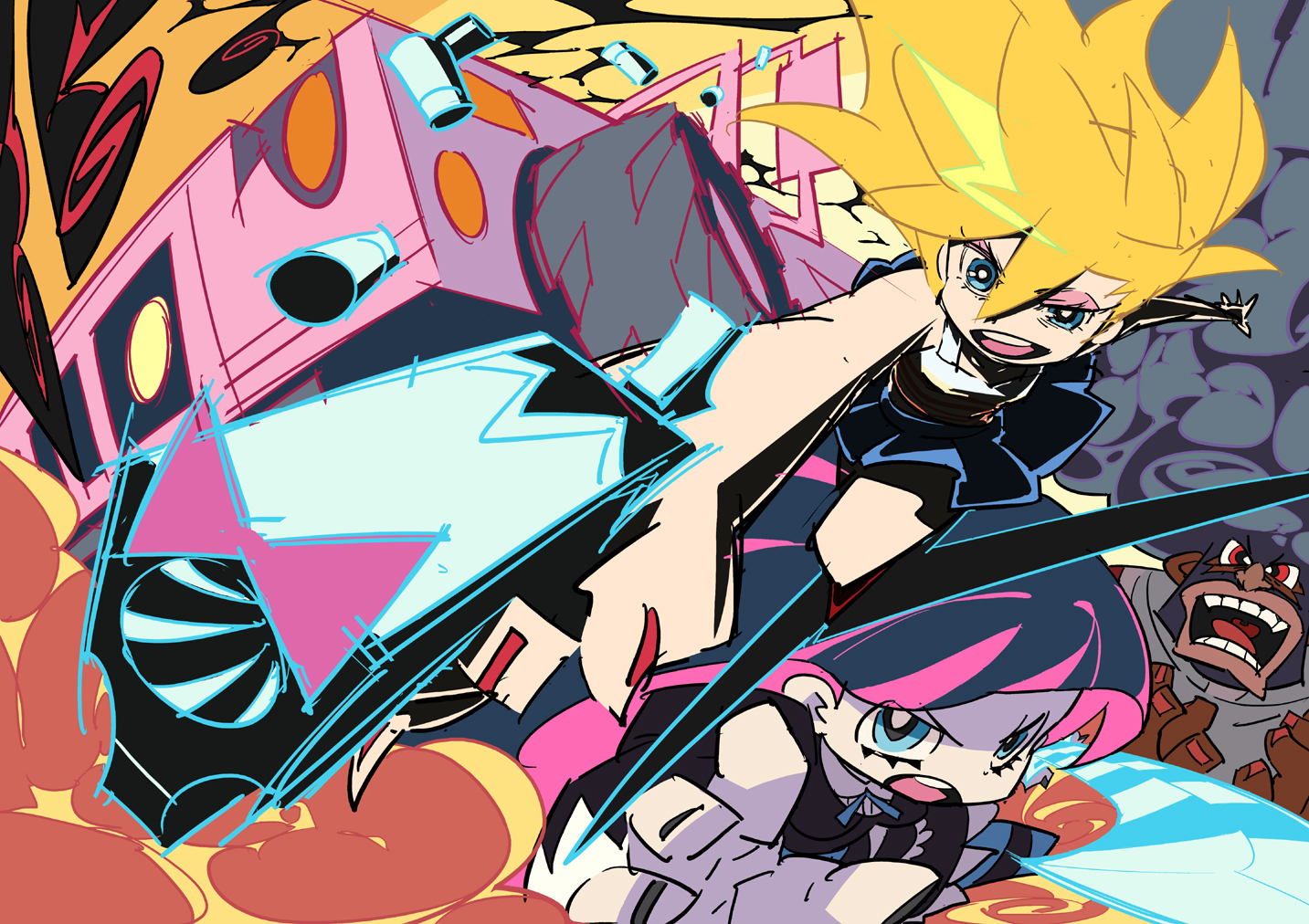 anime, panty & stocking with garterbelt, garterbelt (panty & stocking with garterbelt), panty anarchy, stocking anarchy wallpaper for mobile