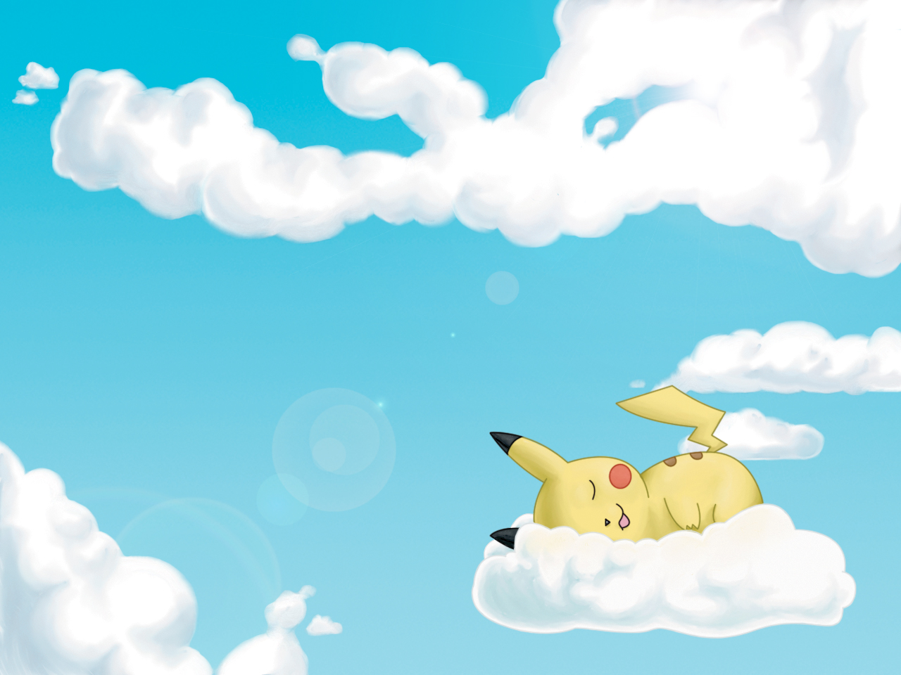 sleeping, pikachu, pokémon, video game, cloud
