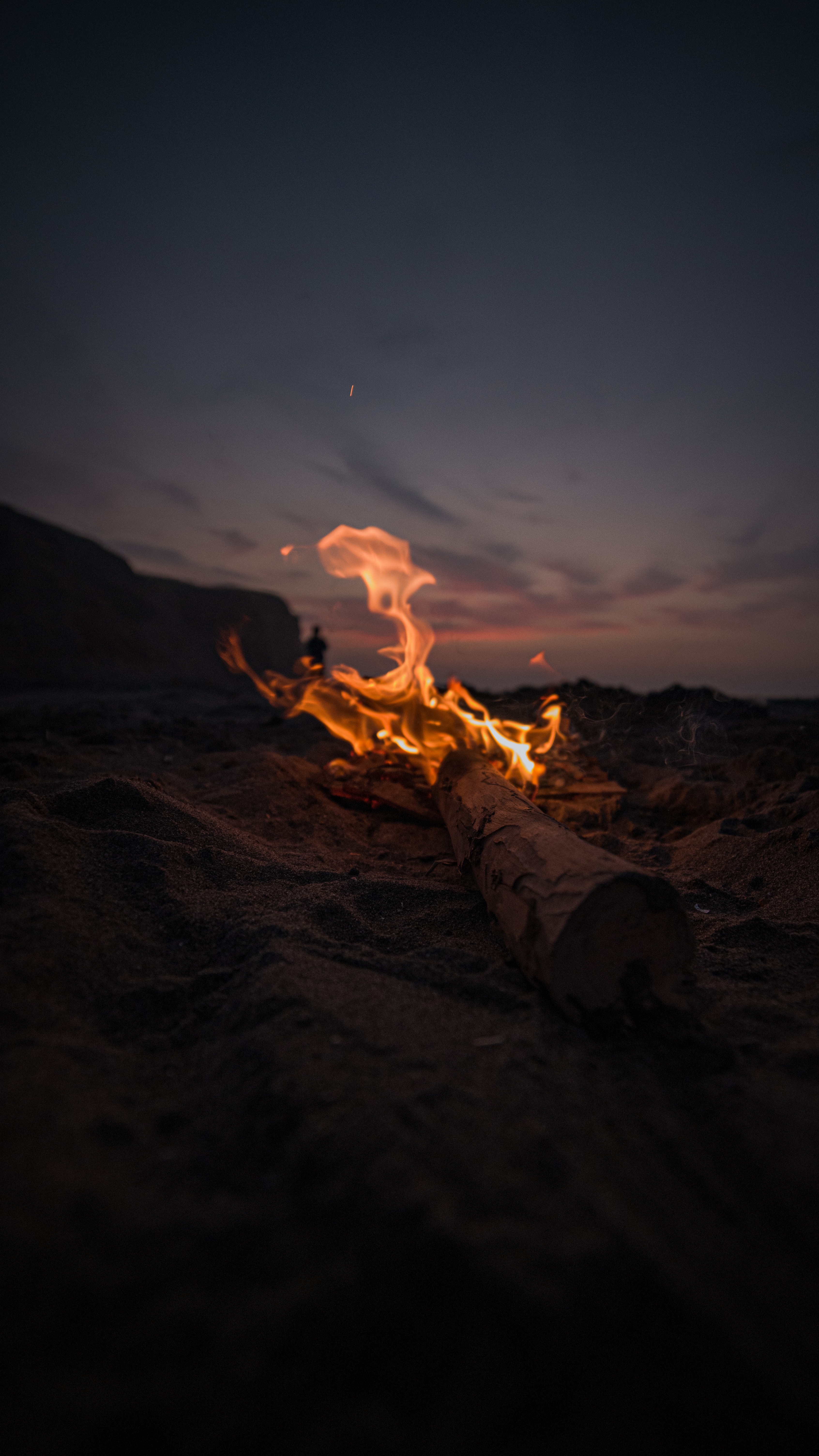 bonfire, dark, fire, twilight, beach, dusk