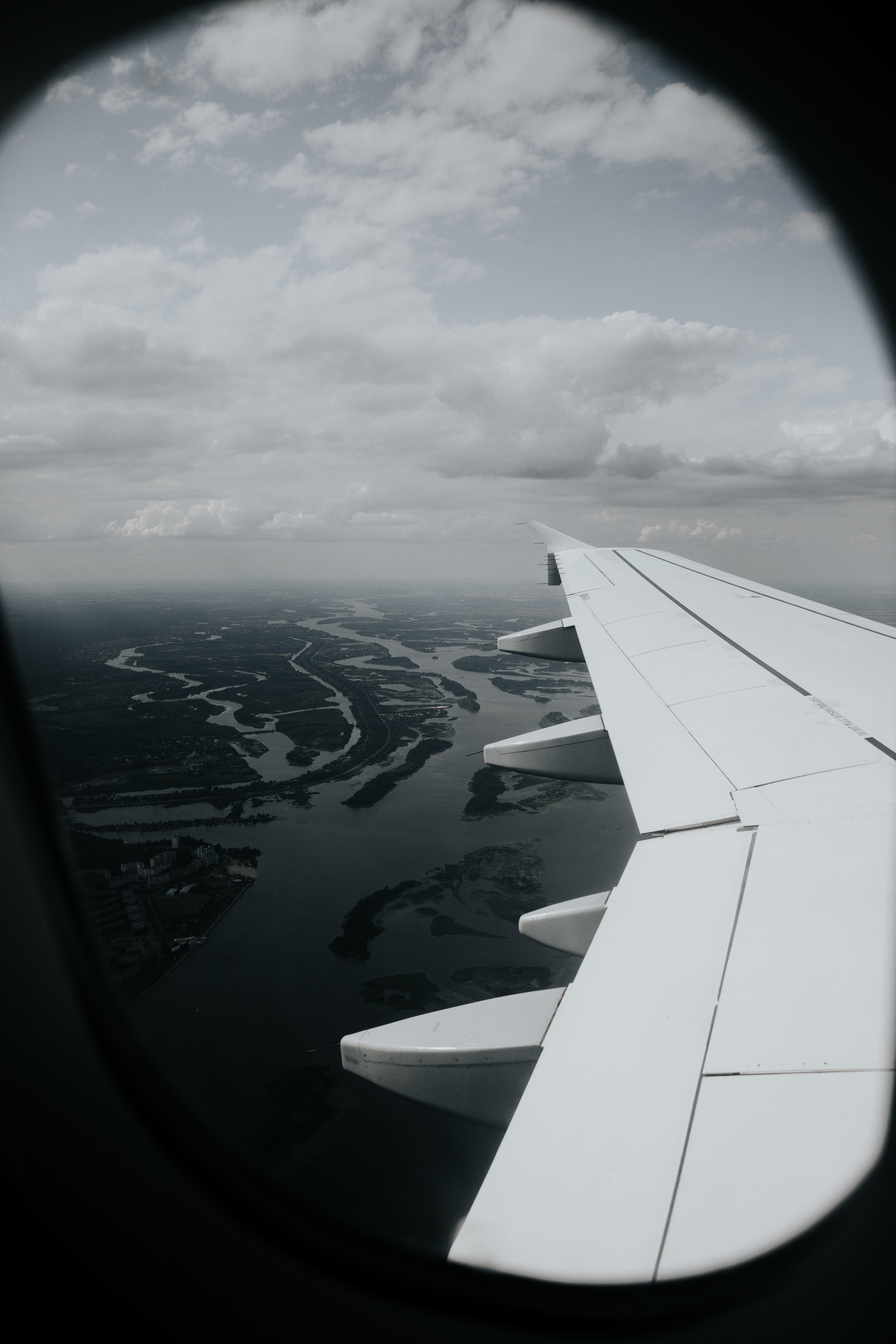 wing, plane, miscellanea, miscellaneous, overview, review, porthole, airplane, view