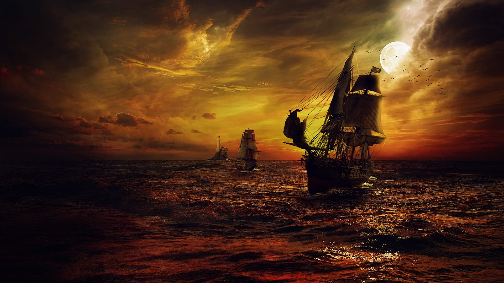 無料モバイル壁紙海, 帆船, 乗り物, 海賊船をダウンロードします。