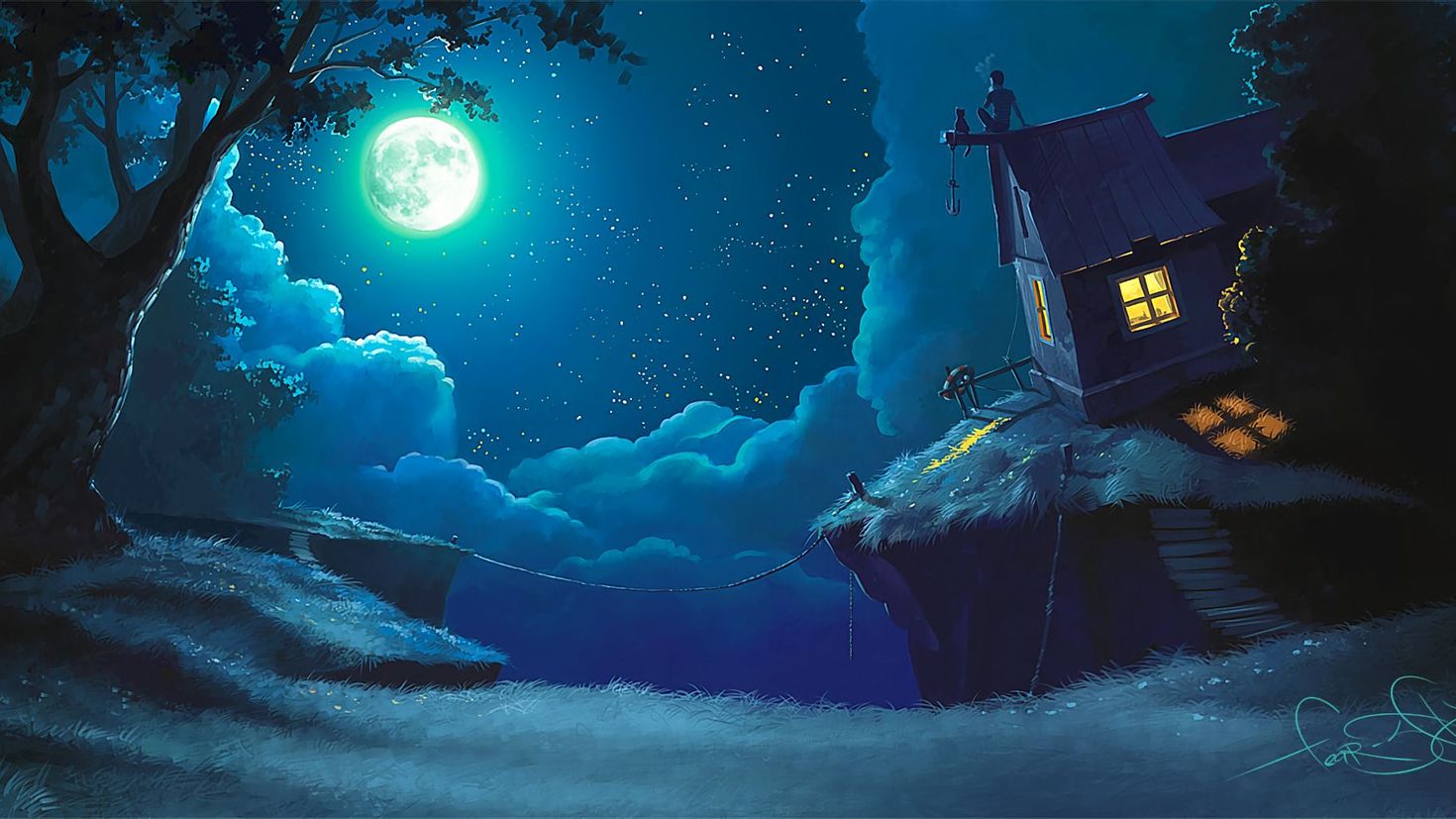 Домик на луне. Сказочная ночь. Лунная ночь. Сказочные домики ночью. Ночные сказки.