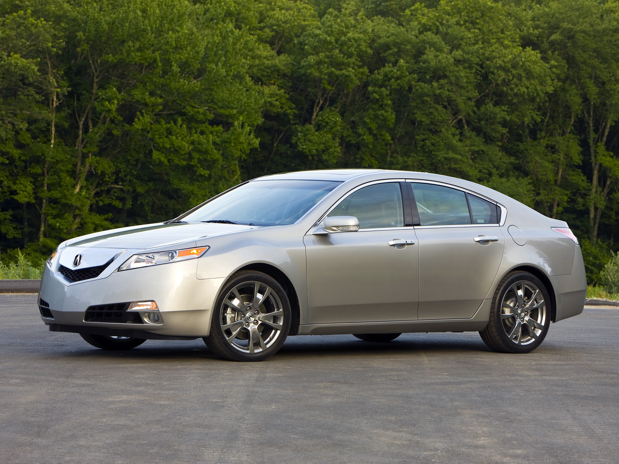 Download mobile wallpaper 2008, Silver Metallic, Acura, Side View, Style, Tl, Trees, Asphalt, Auto, Cars for free.