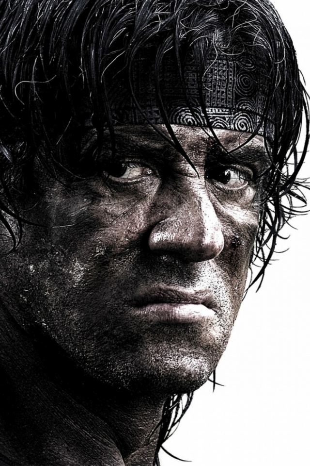 Download mobile wallpaper Sylvester Stallone, Rambo, Face, Movie, Black & White for free.