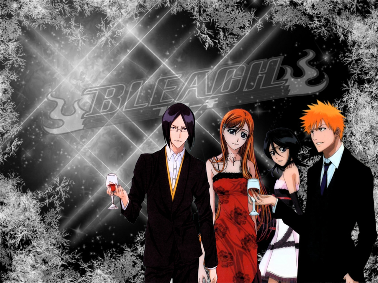 HD wallpaper: anime, Bleach, Kuchiki Rukia, Kurosaki Ichigo, Inoue Orihime