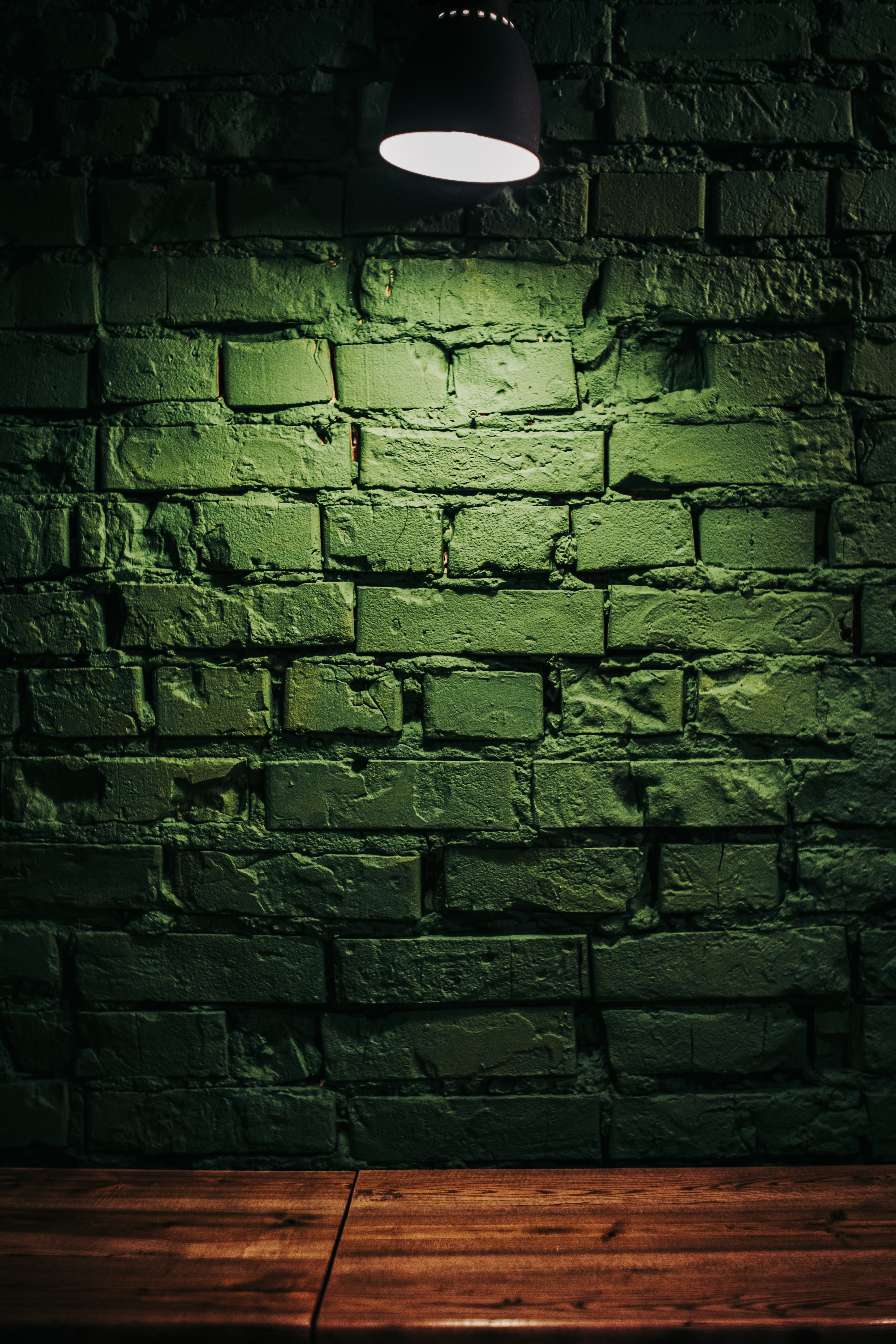 green, lighting, lamp, miscellanea, miscellaneous, surface, wall, illumination, bricks