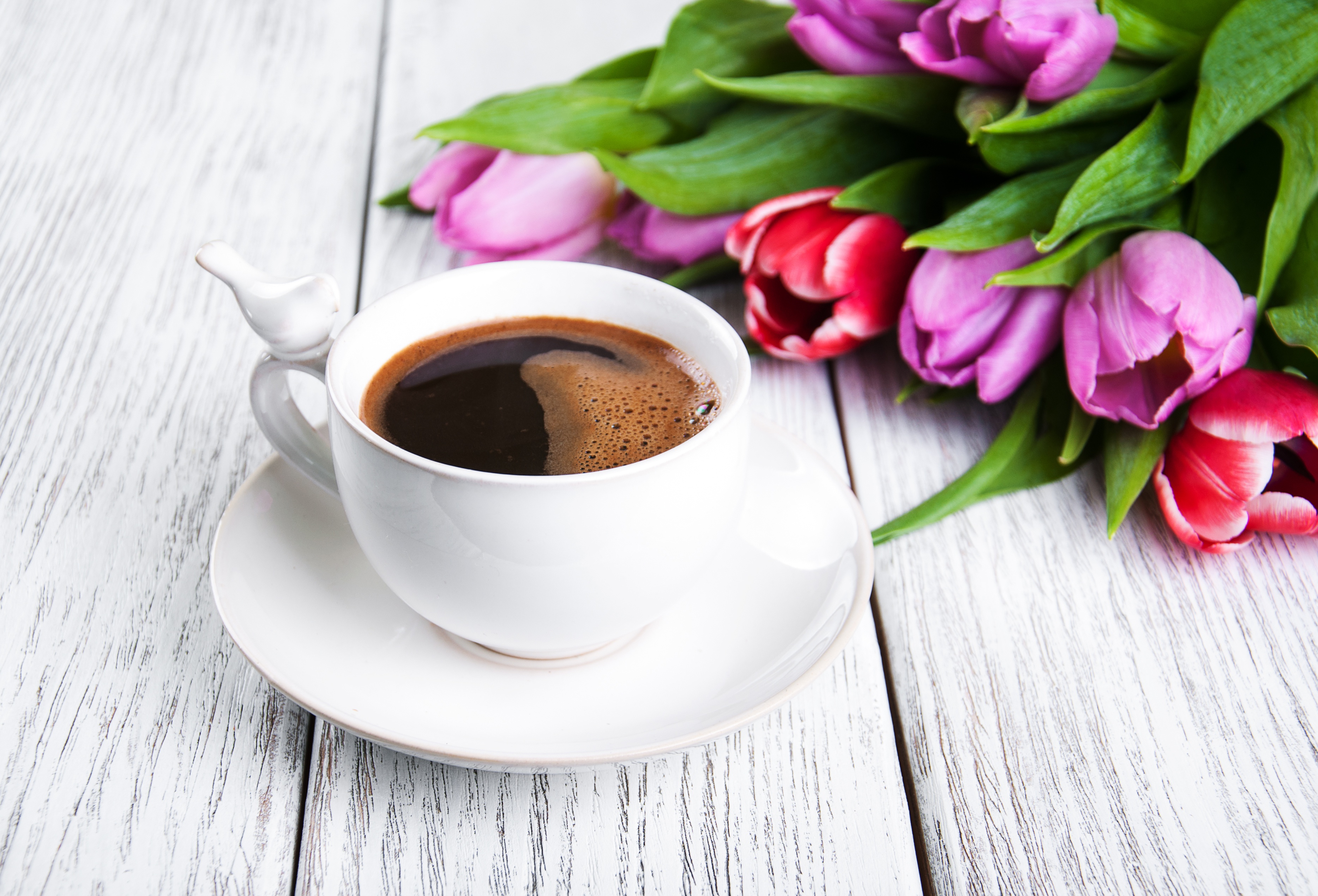 Весна кофе тюльпаны