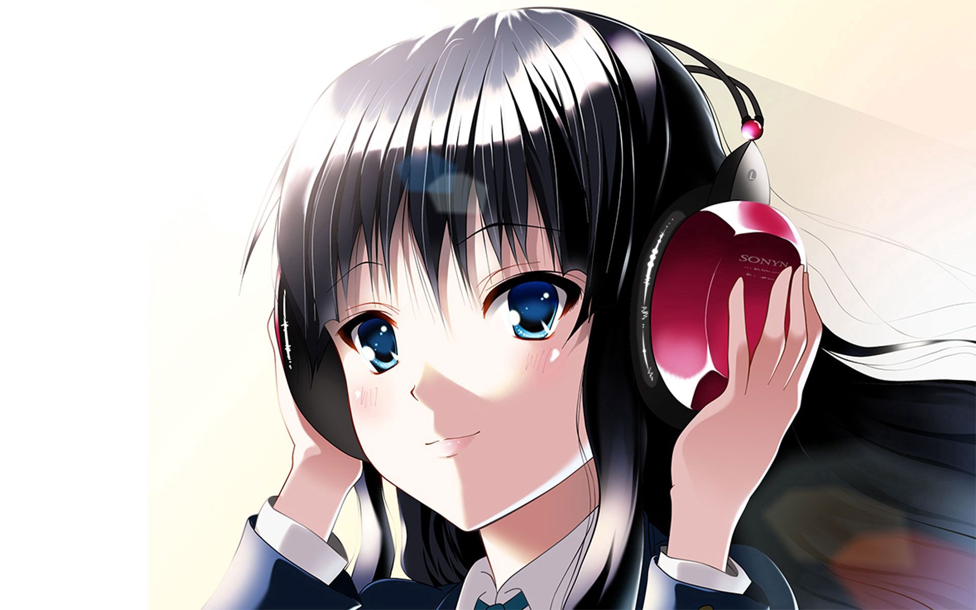 Free download wallpaper Anime, Hand, Girl, Headphones, Brunette on your PC desktop