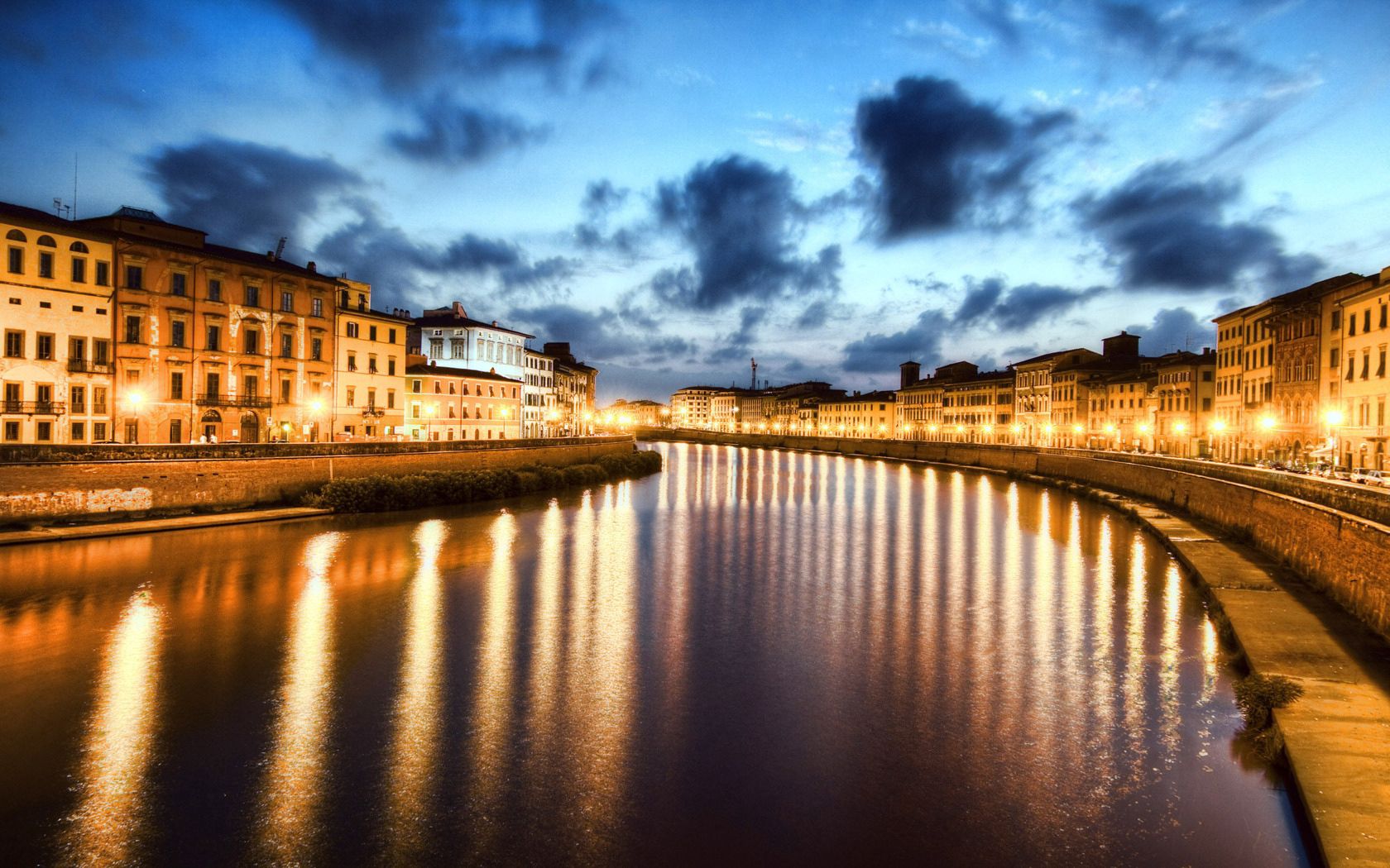 HD wallpaper cities, rivers, night, italy, reflection, reflections, pisa