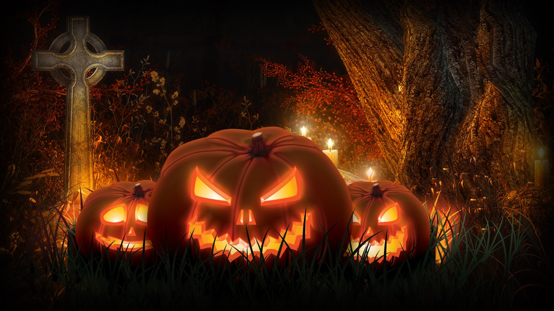 Download mobile wallpaper Halloween, Light, Holiday, Cross, Jack O' Lantern for free.