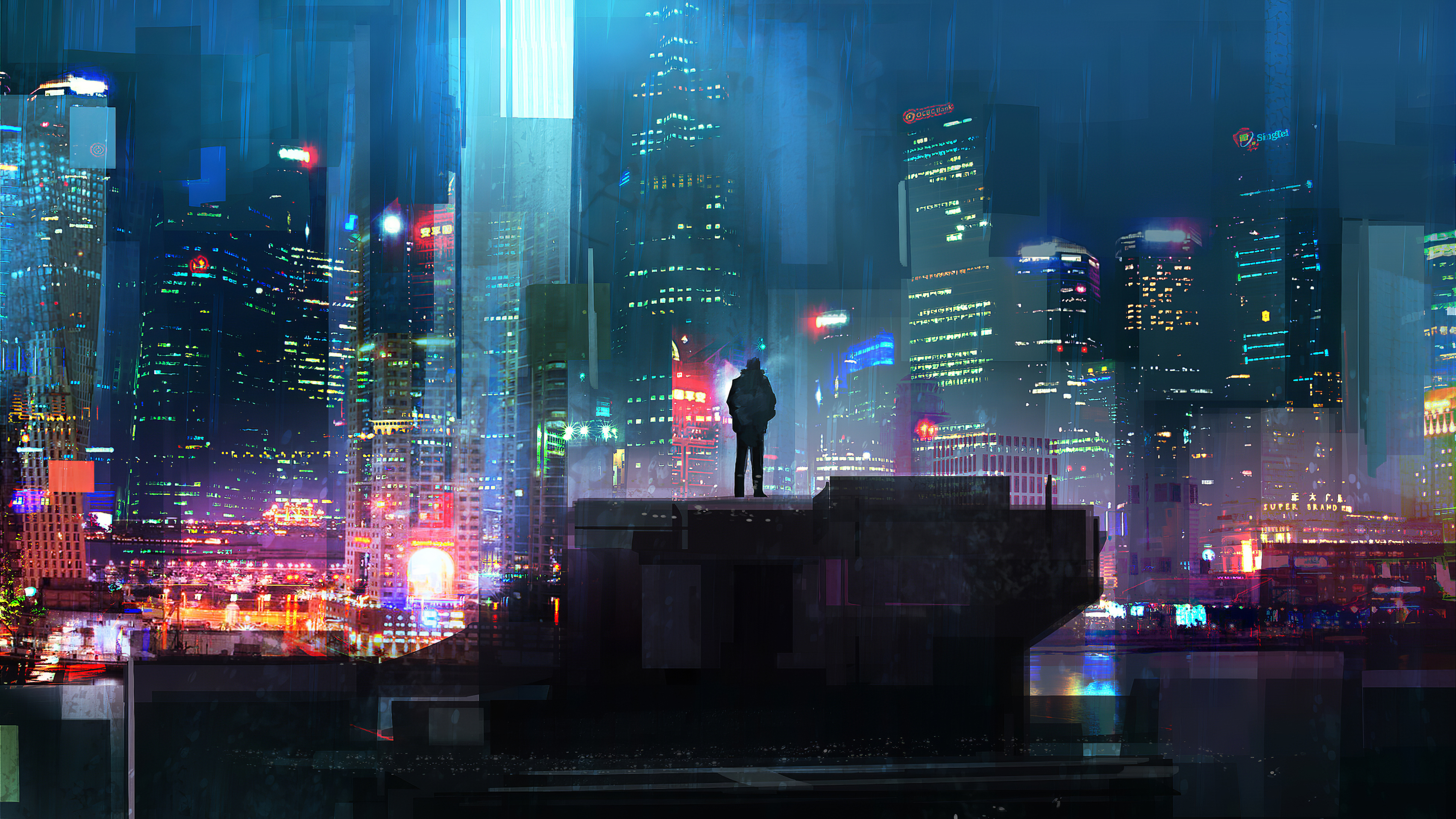 Cyberpunk 2077 City небоскребы