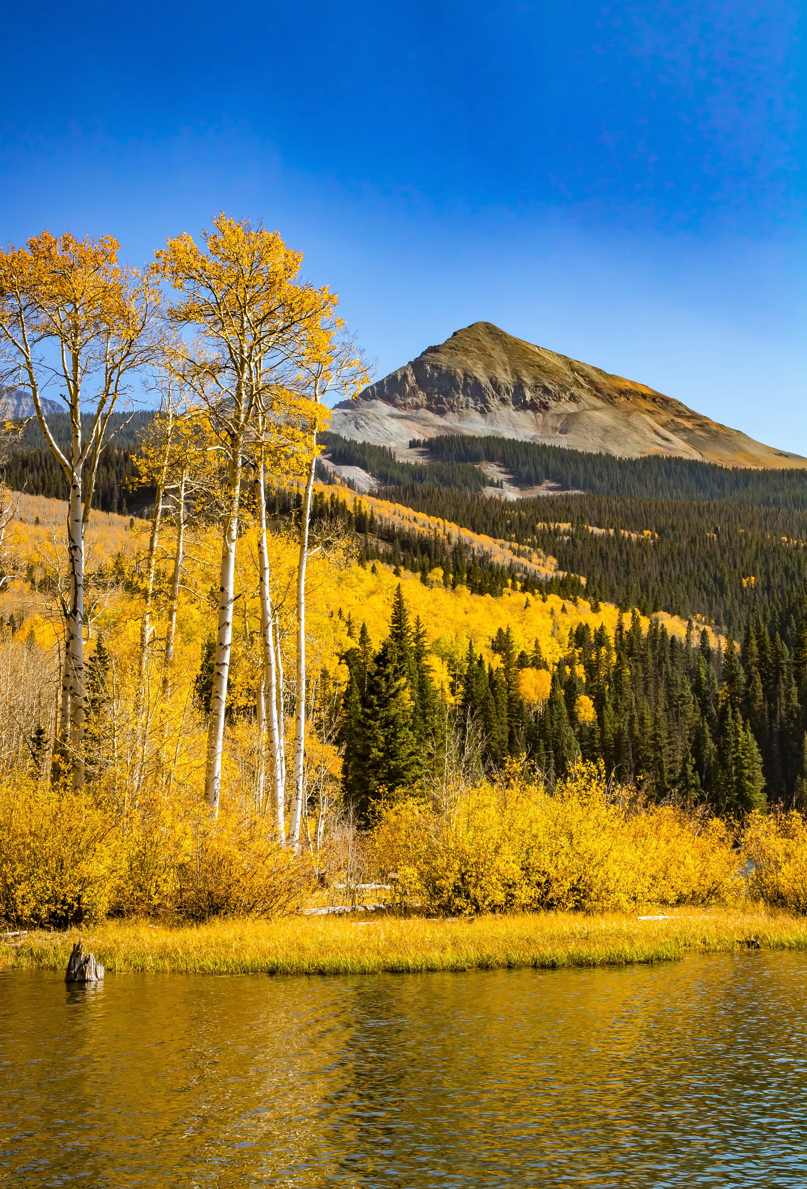 autumn, nature, trees, mountain, lake, reflection desktop HD wallpaper