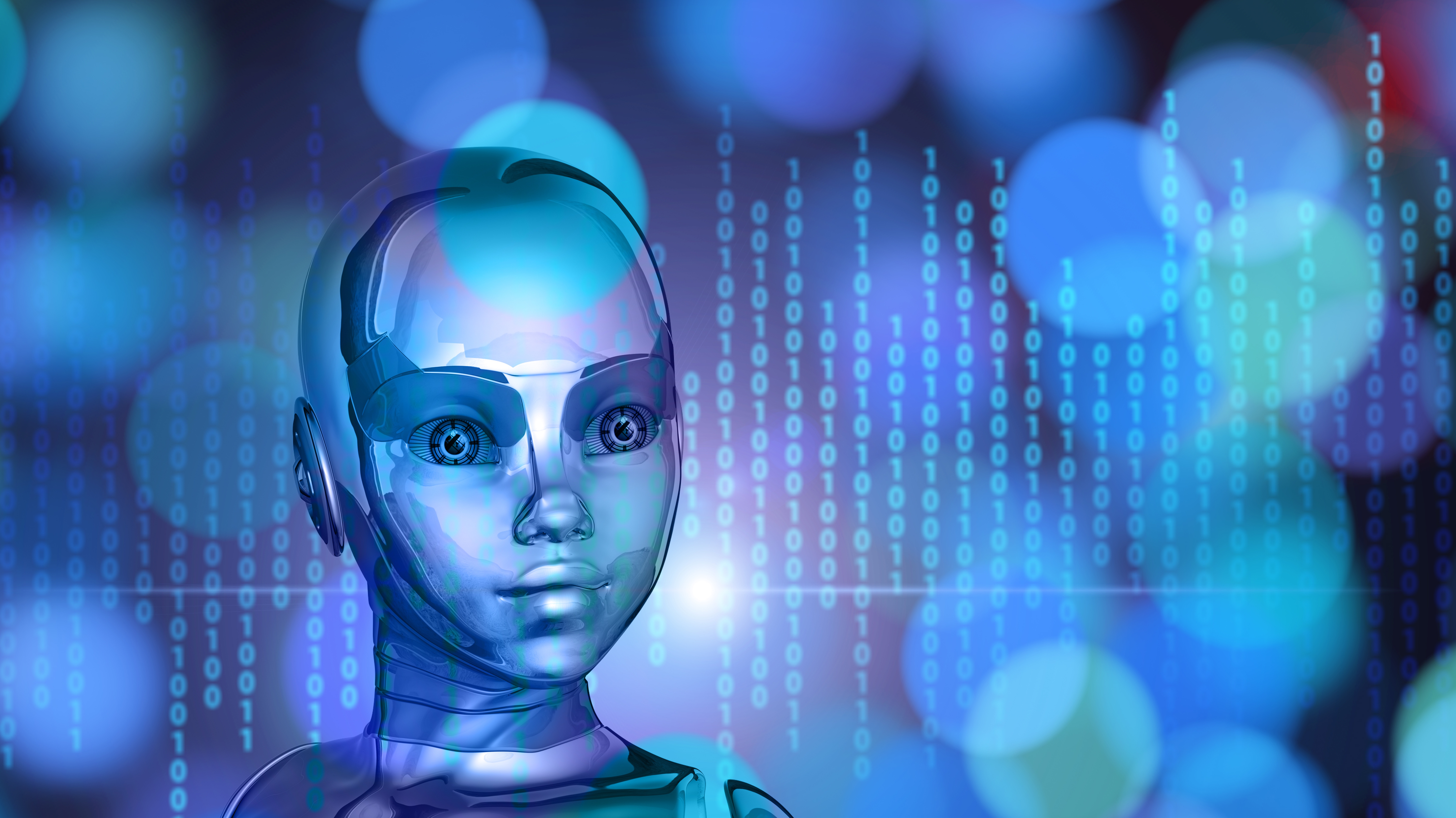 cyborg, 3d, binary code, metal, robot, face