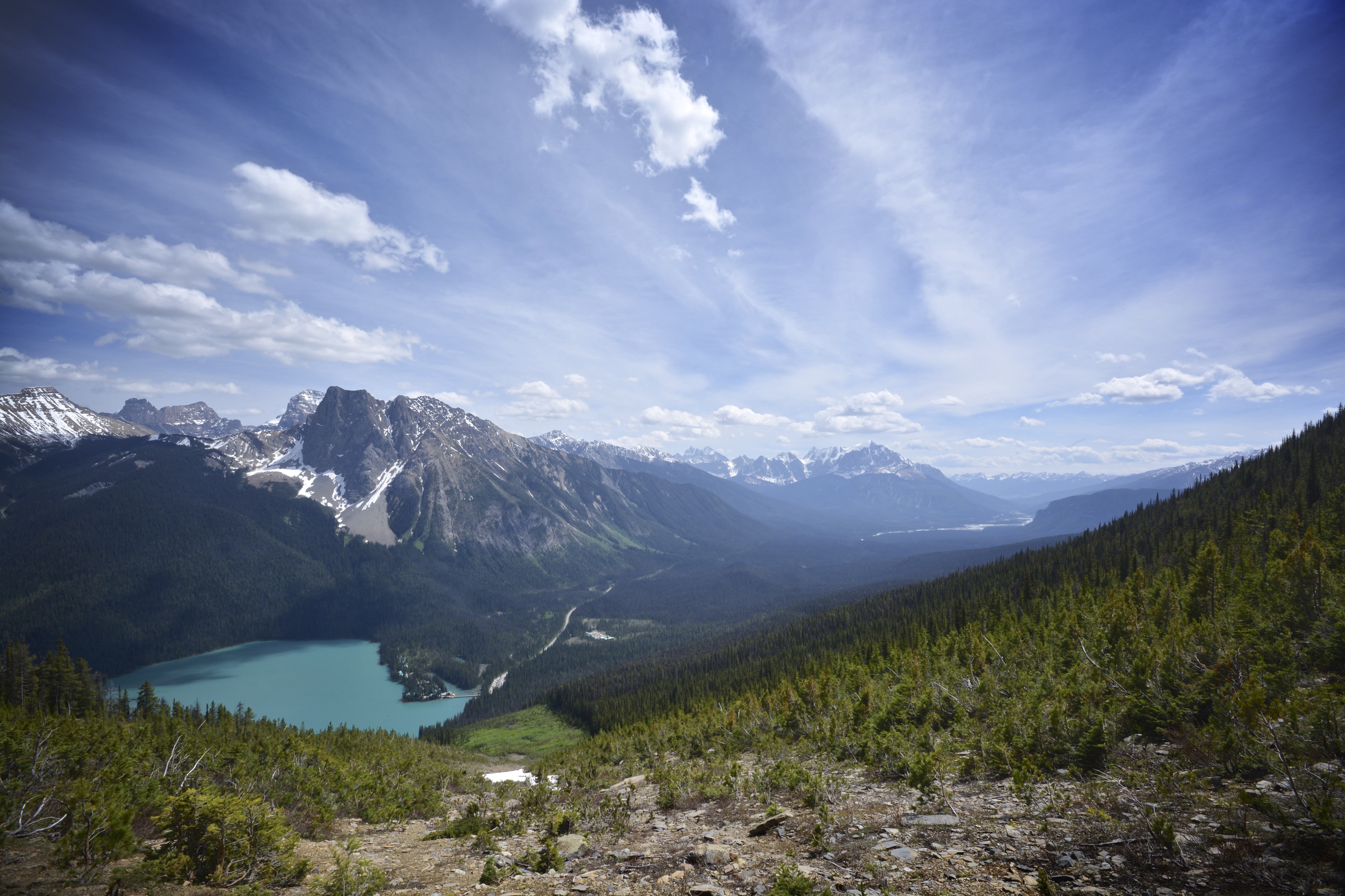 canadian rockies, canada, earth, landscape, british columbia, emerald peak, lake, valley