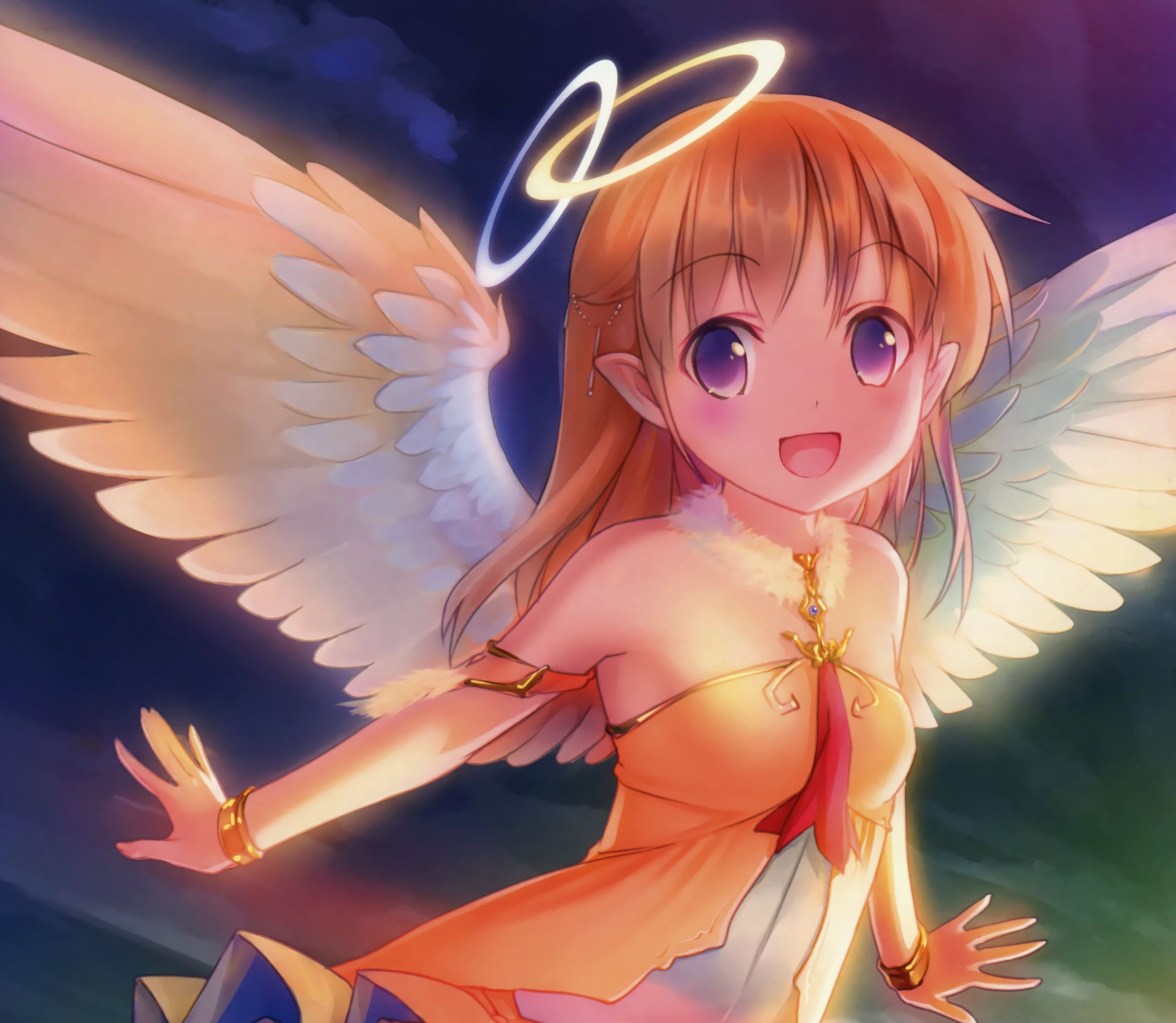 Anjo, desenho, bonito, anime, asas, HD wallpaper