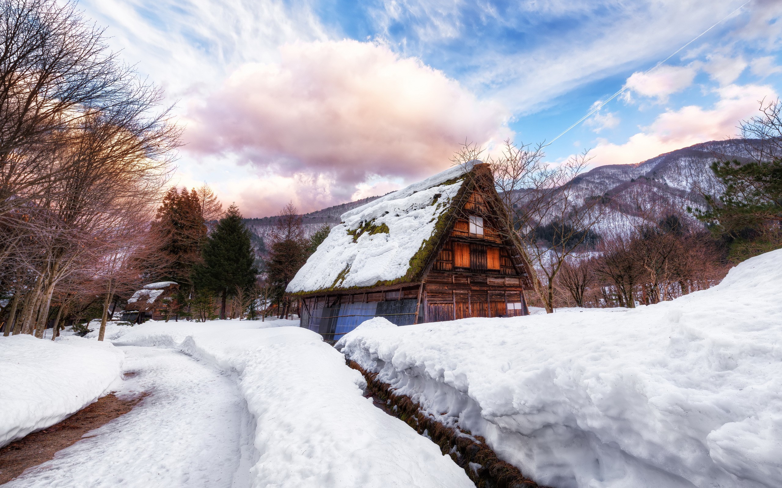 Япония Горная деревня зимой
