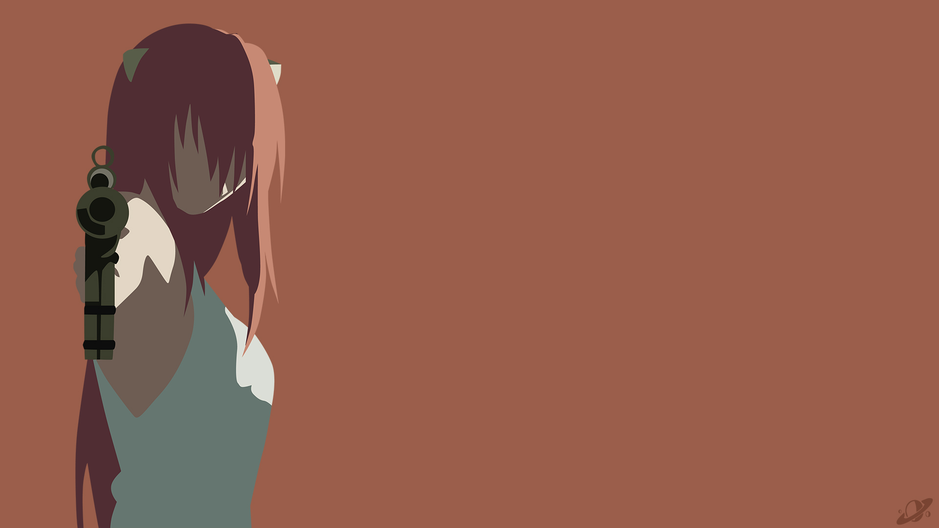Download mobile wallpaper Anime, Weapon, Gun, Minimalist, Red Hair, Lucy (Elfen Lied), Elfen Lied, Animal Ears for free.