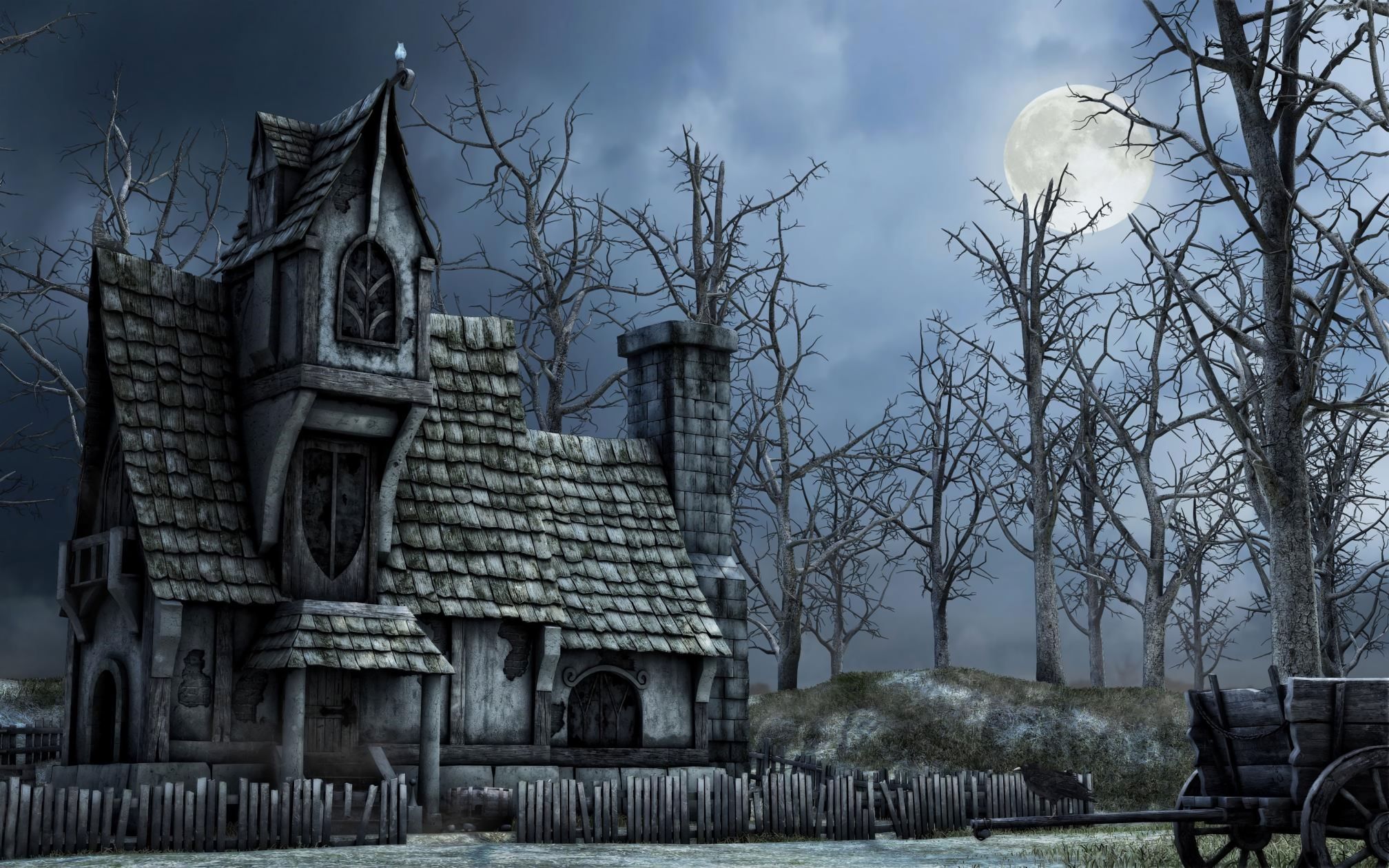 dark, house, abandoned, fantasy, haunted