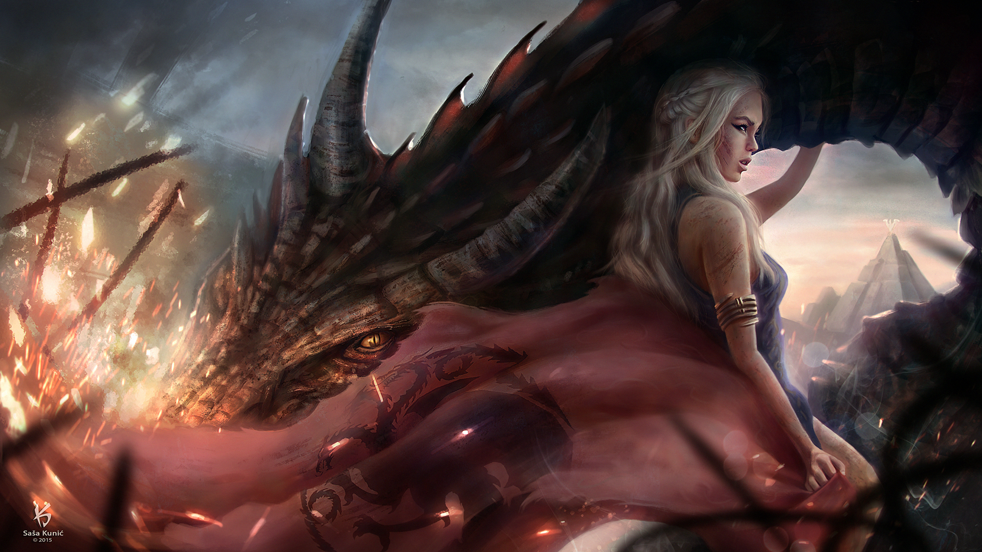 Download PC Wallpaper dragon, game of thrones, tv show, a song of ice and fire, daenerys targaryen