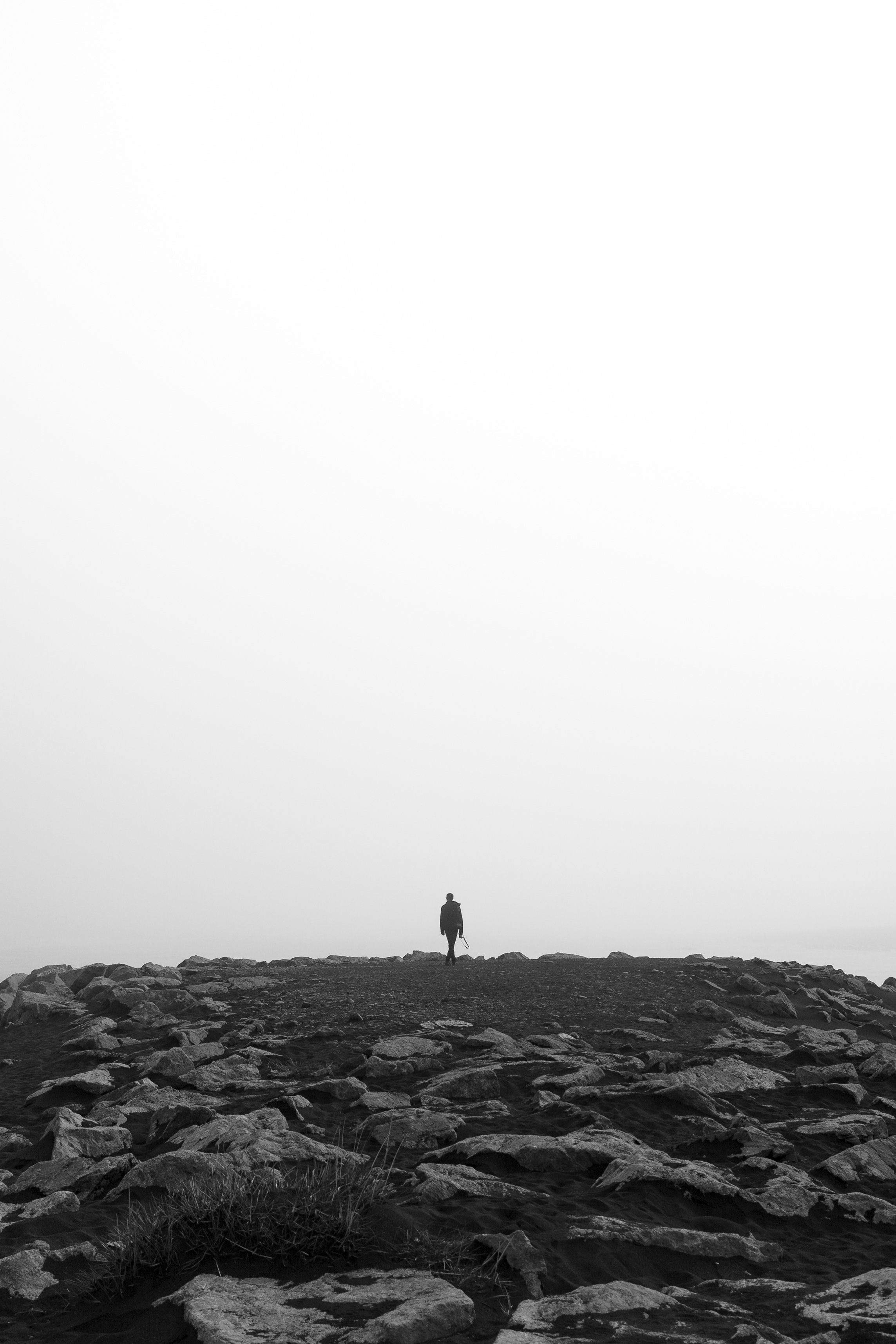 minimalism, bw, loneliness, stones, horizon, privacy, seclusion, chb Full HD