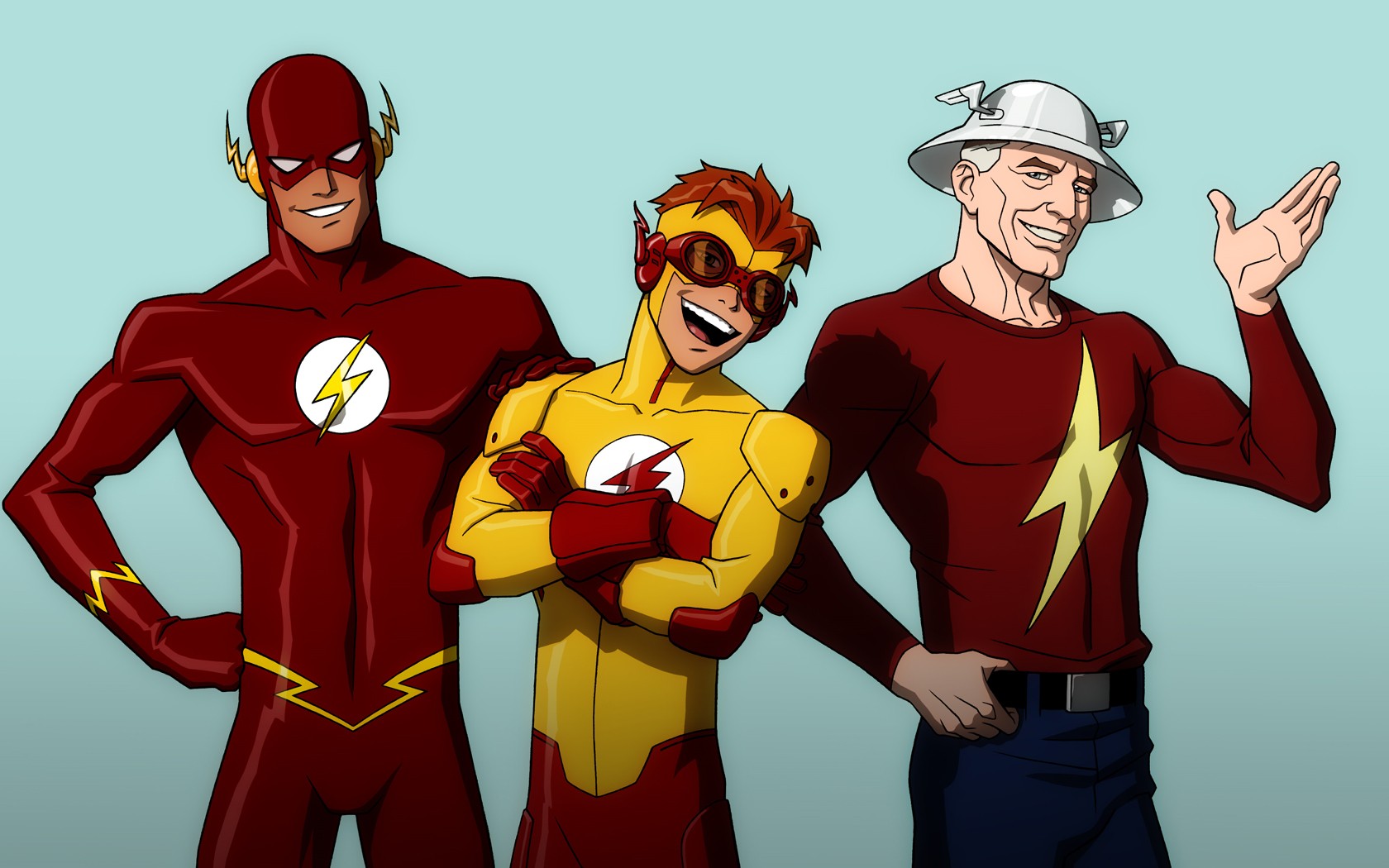 wallpapers tv show, young justice, barry allen, flash, goggles, jay garrick, kid flash, red hair, smile, wally west, young justice (tv show), justice league