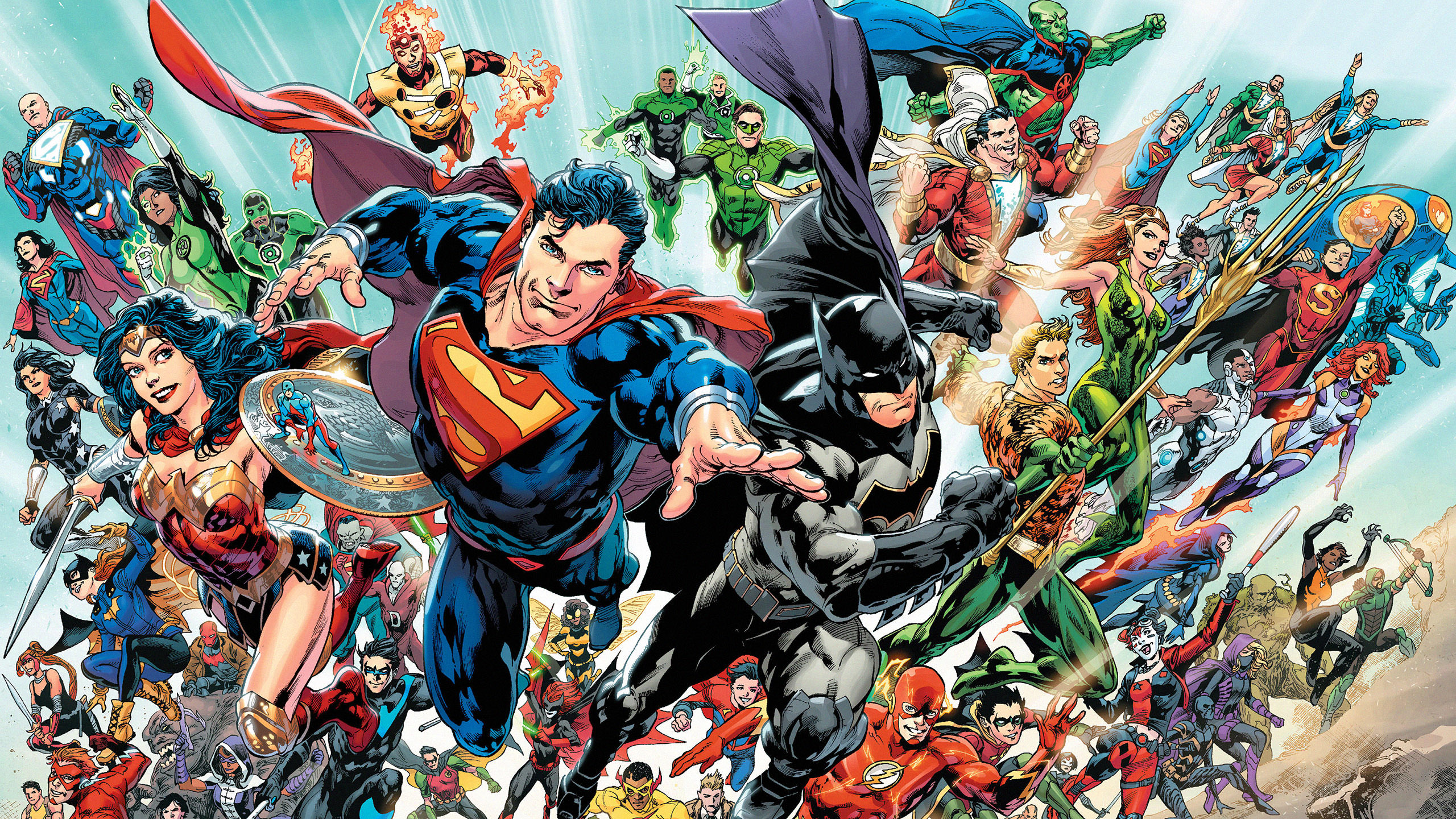 superman, super man (dc comics), lois lane, blue beetle (dc comics), comics, dc: rebirth, aquaman, artemis (wonder woman), atom (dc comics), barry allen, batgirl, batman, batwoman, big barda, billy batson, bumblebee (dc comics), cyborg (dc comics), damian wayne, dc comics, deadman (dc comics), eugene choi (dc comics), firestorm (dc comics), flash, freddy freeman (dc comics), green arrow, green lantern, guy gardner, hal jordan, harley quinn, j'onn j'onzz, jaime reyes, jason todd, jessica cruz (green lantern), john constantine, john stewart (green lantern), jon kent, katana (dc comics), kate kane, lady shazam (dc comics), lex luthor, martian manhunter, mera (dc comics), nightwing, raven (dc comics), red hood, robin (dc comics), shazam (dc comics), shazam jr (dc comics), simon baz, starfire (dc comics), superboy, supergirl, superwoman, swamp thing, tim drake, vixen (dc comics), wallace west, wally west, wonder woman
