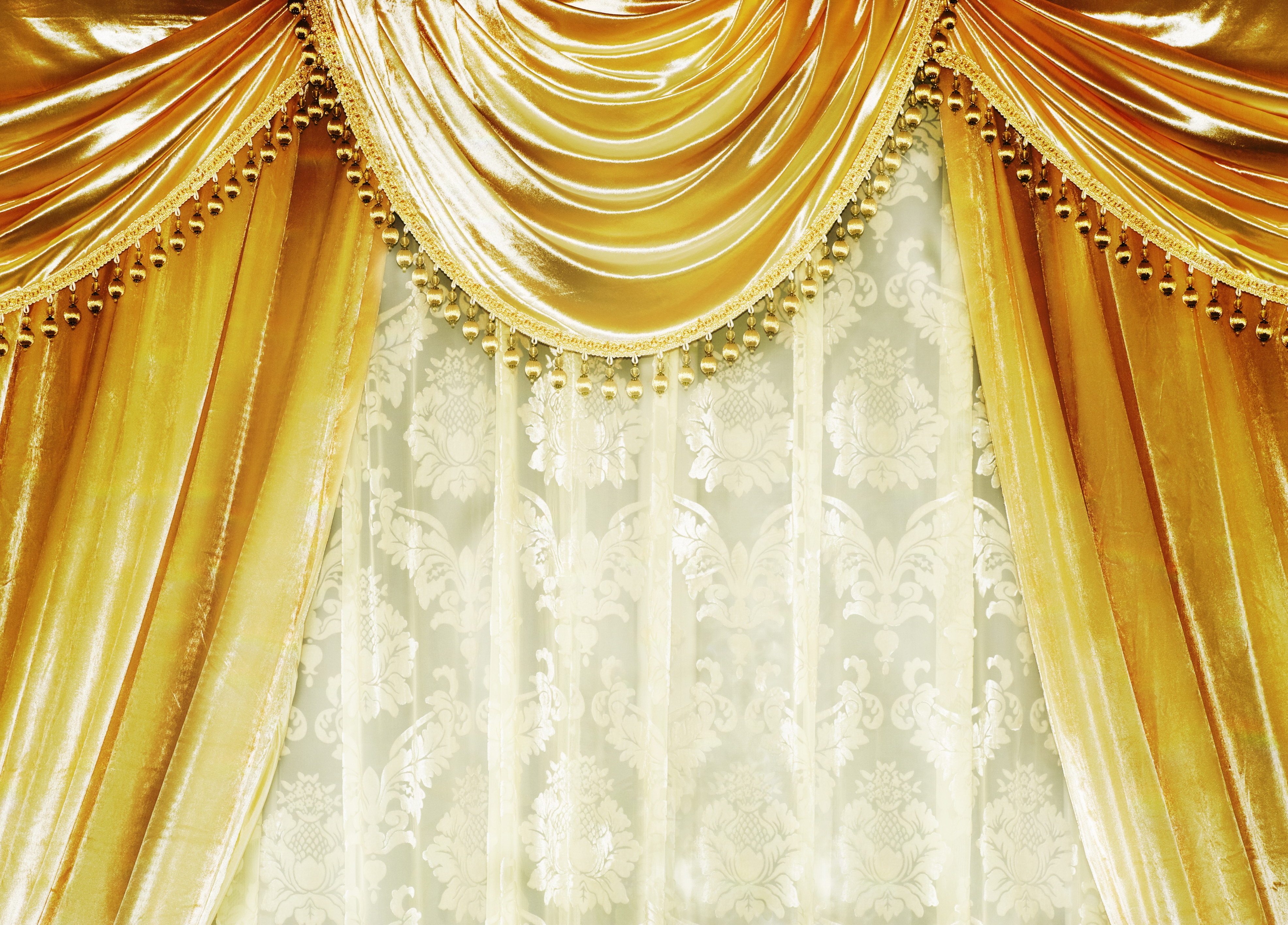 curtains, gold, miscellanea, miscellaneous, velvet, damascus