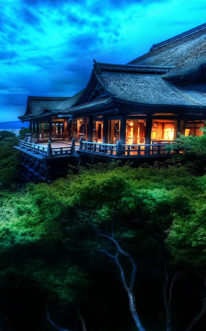 religious, kiyomizu dera, architecture, temple, kyoto, buddhist temple, otowa san kiyomizu dera, japan, night, temples