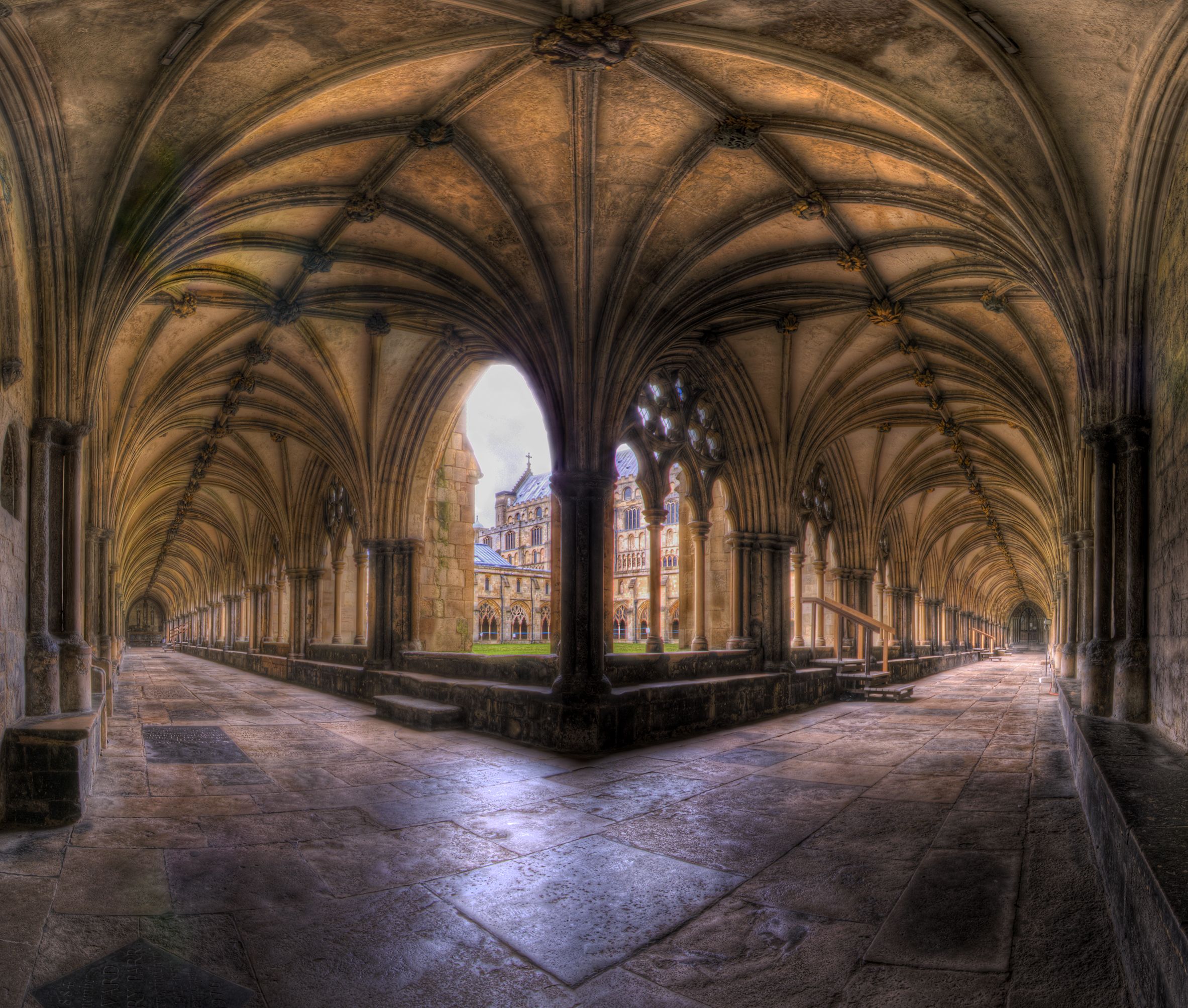 religious, abbey, arch, architecture, courtyard, hdr HD wallpaper