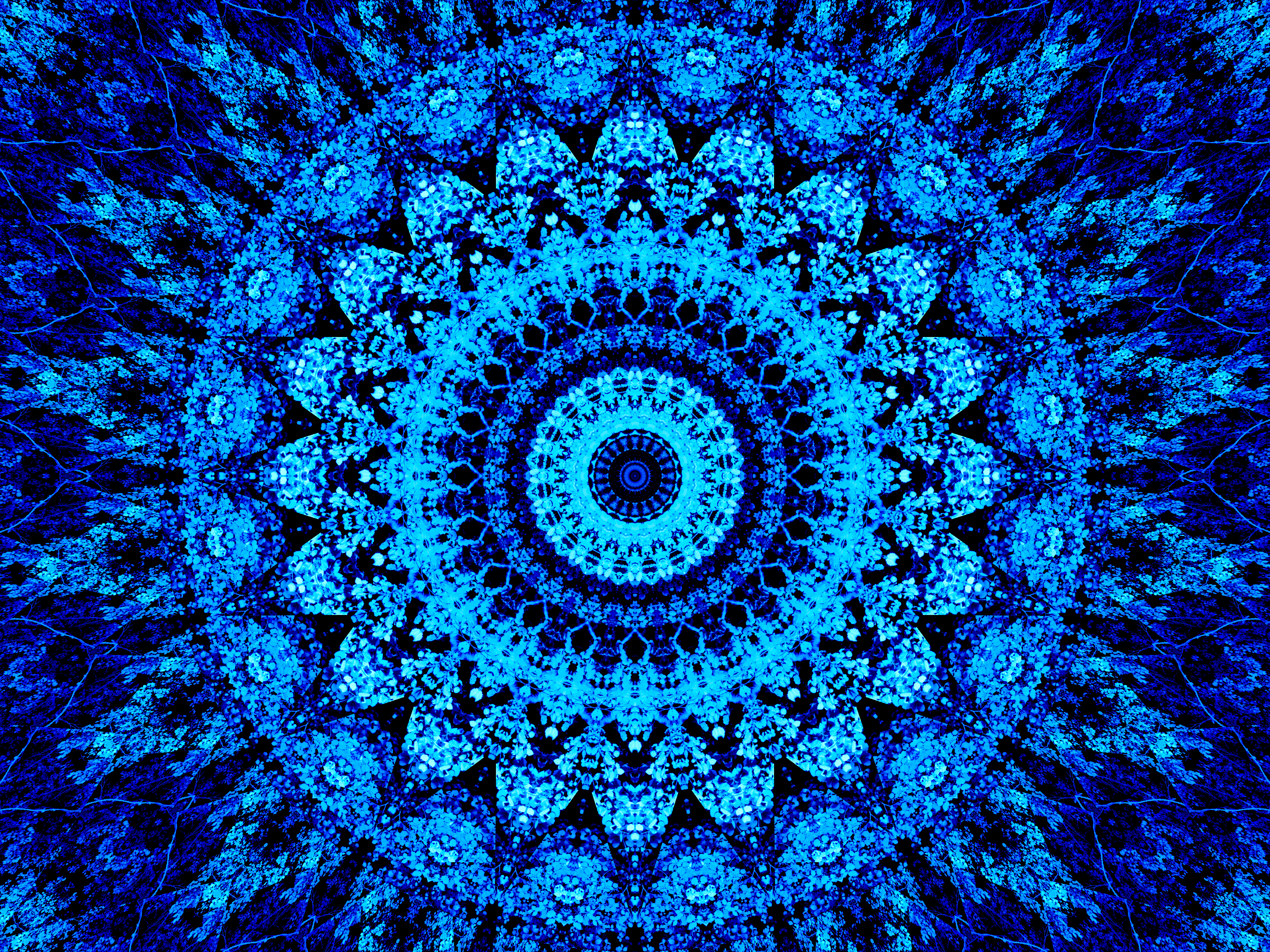 mandala, pattern, abstract, blue, circles, bright