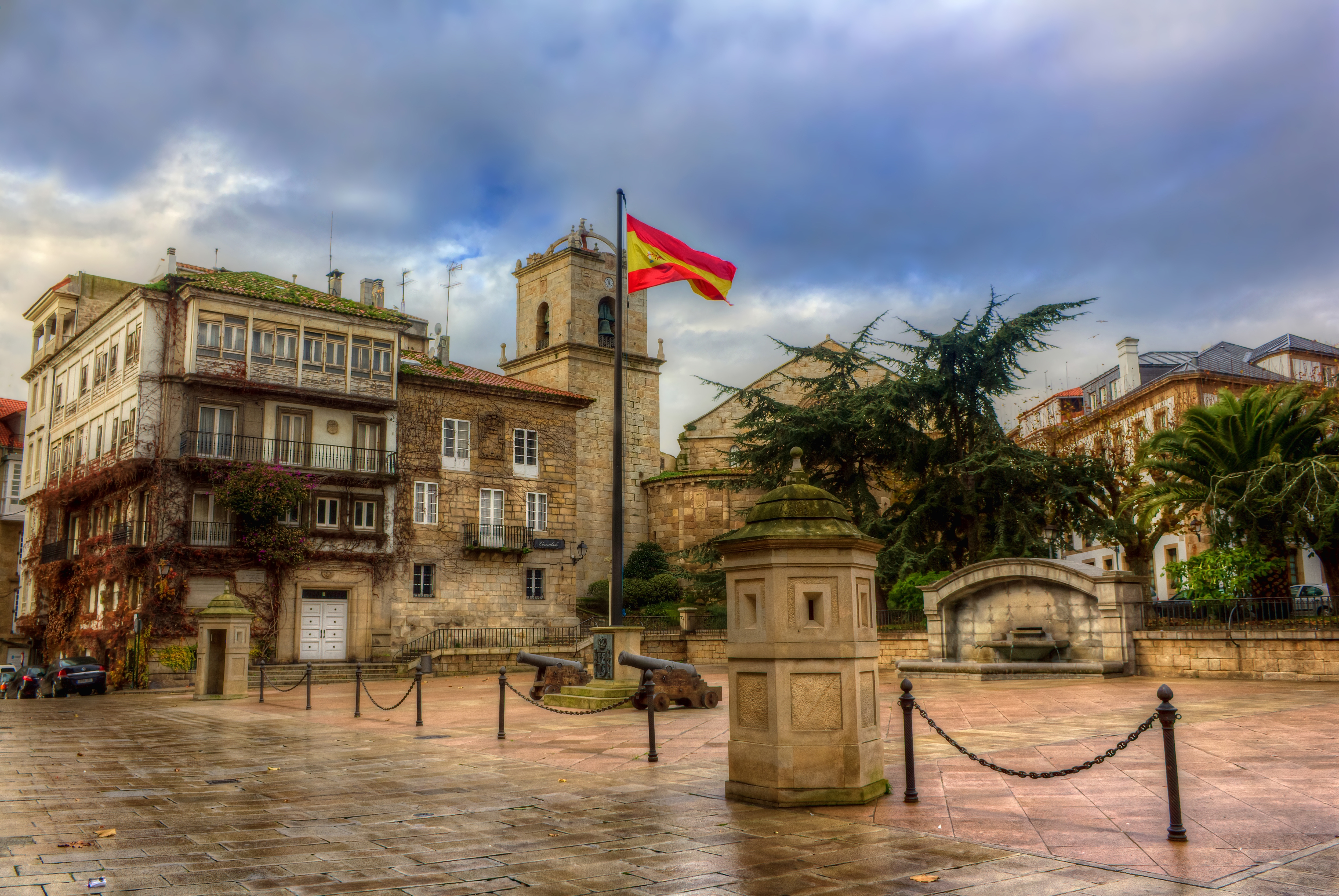 Download mobile wallpaper Square In La Corunier, Square In La Coruna, Square In La Coruña, Cities, Spain, Hdr for free.