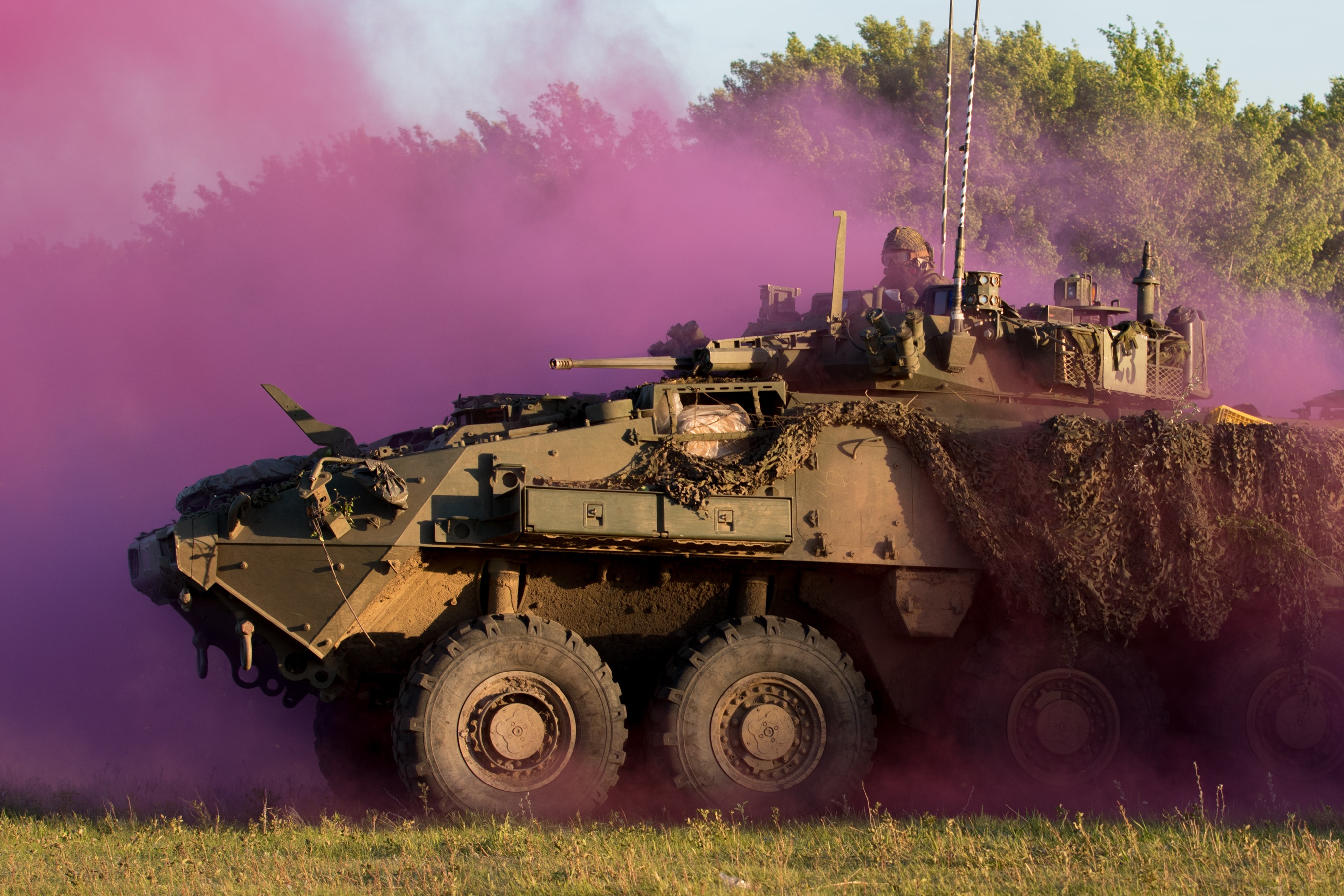 Download mobile wallpaper Smoke, Military, Vehicle, Armored Personnel Carrier, Armored Fighting Vehicle for free.
