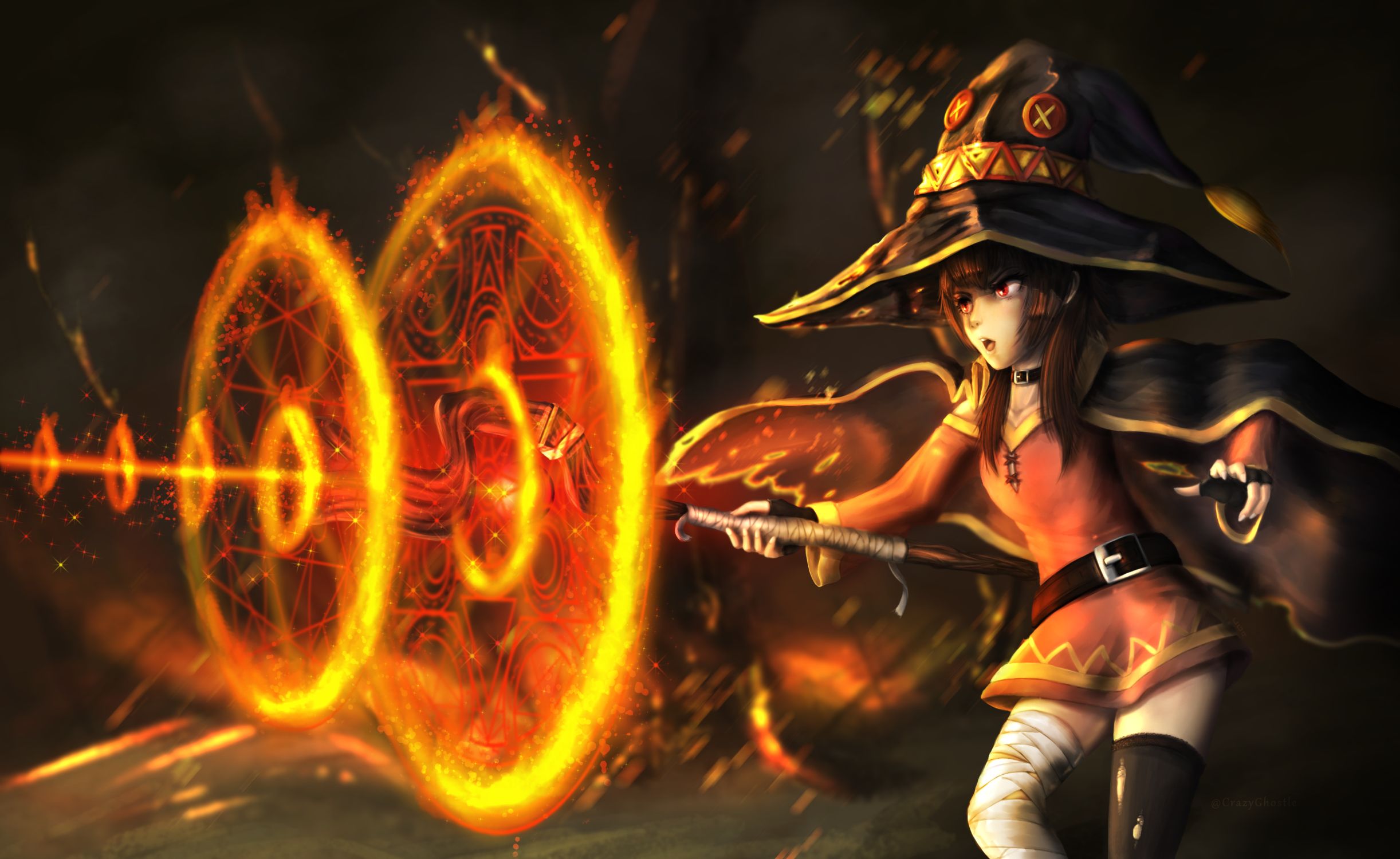 Wallpaper : Megumin, Kono Subarashii Sekai ni Shukufuku wo, Girl With  Weapon, White Mage, explosion, city, sorcerer, robe, red, yellow 1920x1080  - NevroS - 1916153 - HD Wallpapers - WallHere